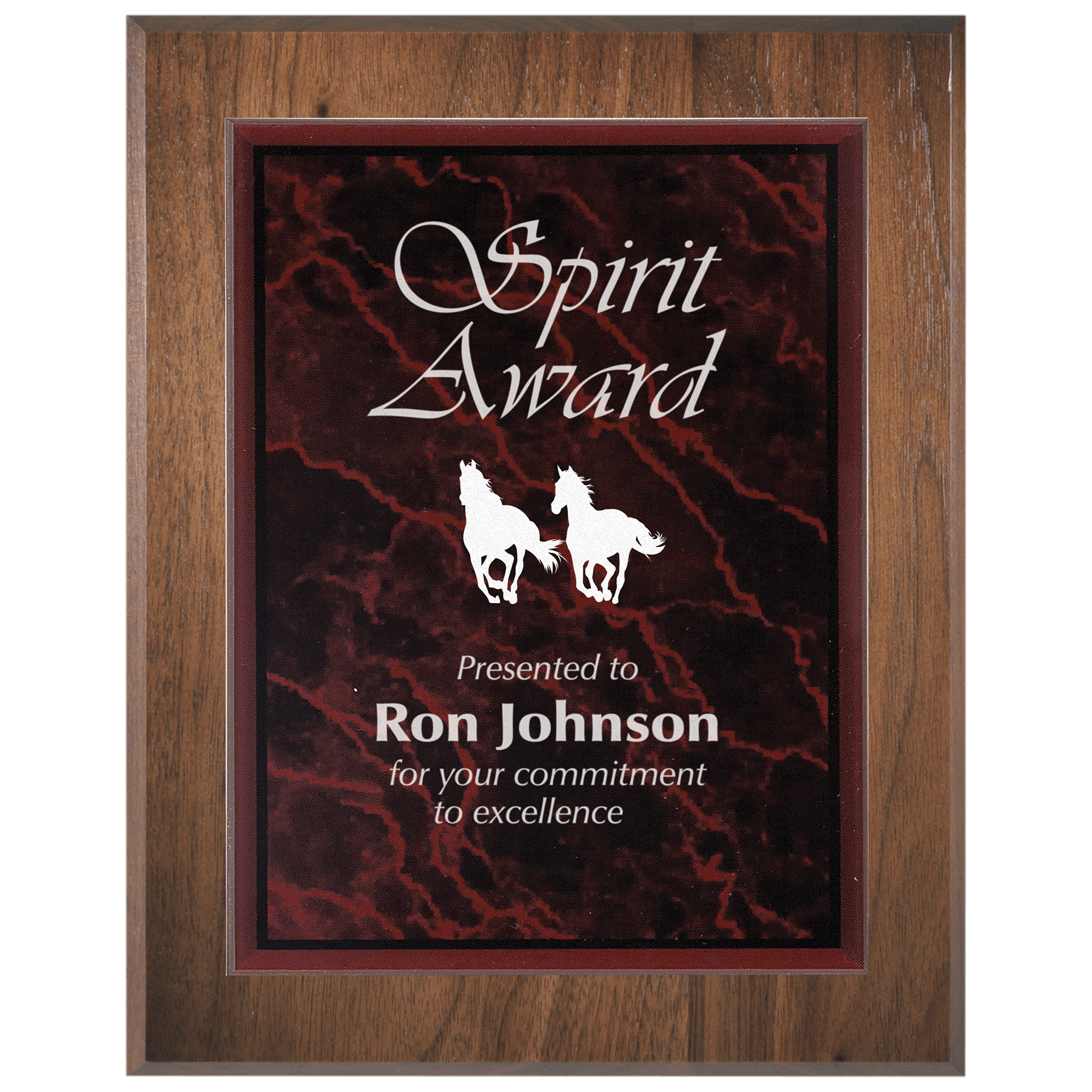 Small Genuine Walnut Plaqueue with Red Marble Acrylic Plaqueue Plate