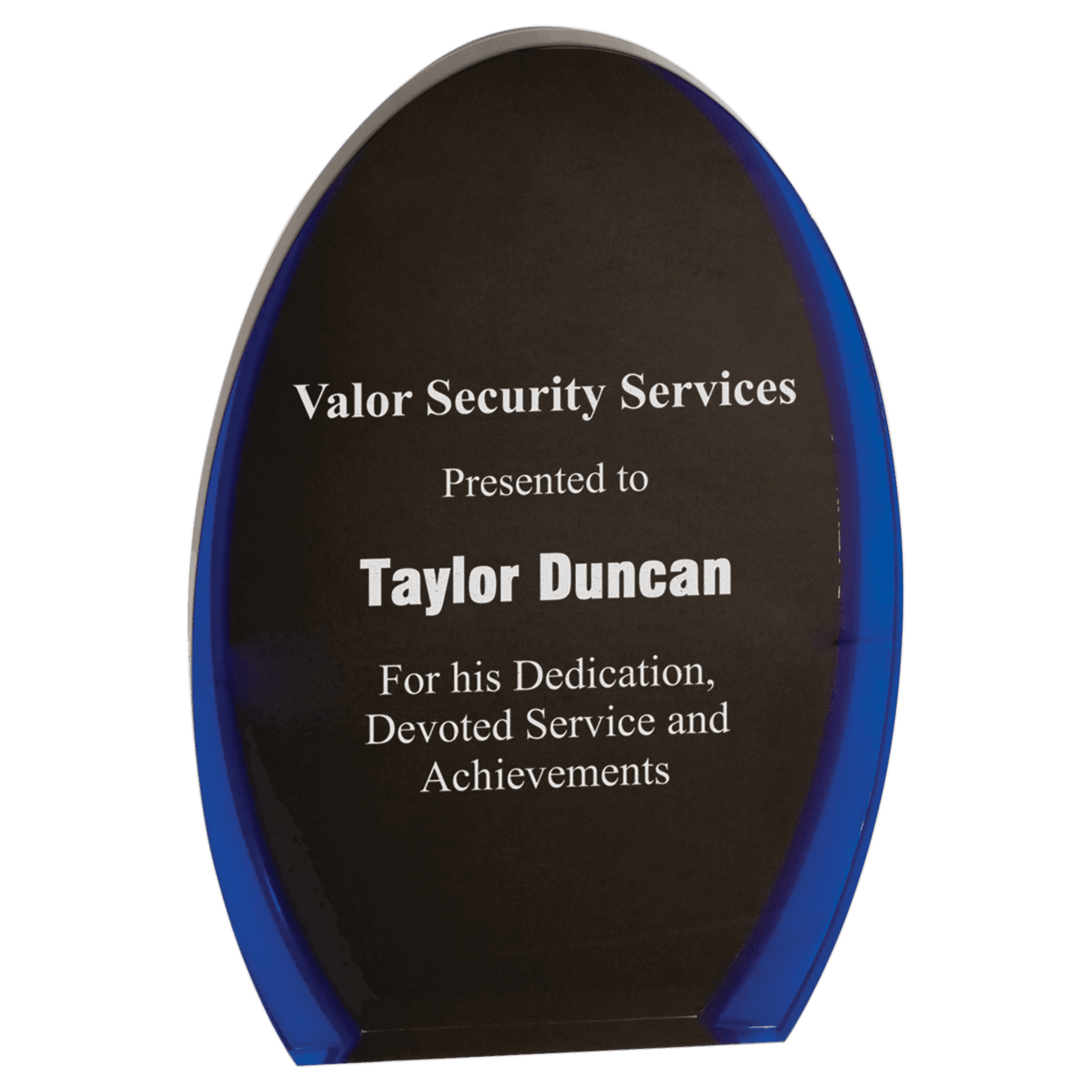 7" Black/Blue Luminary Oval Acrylic