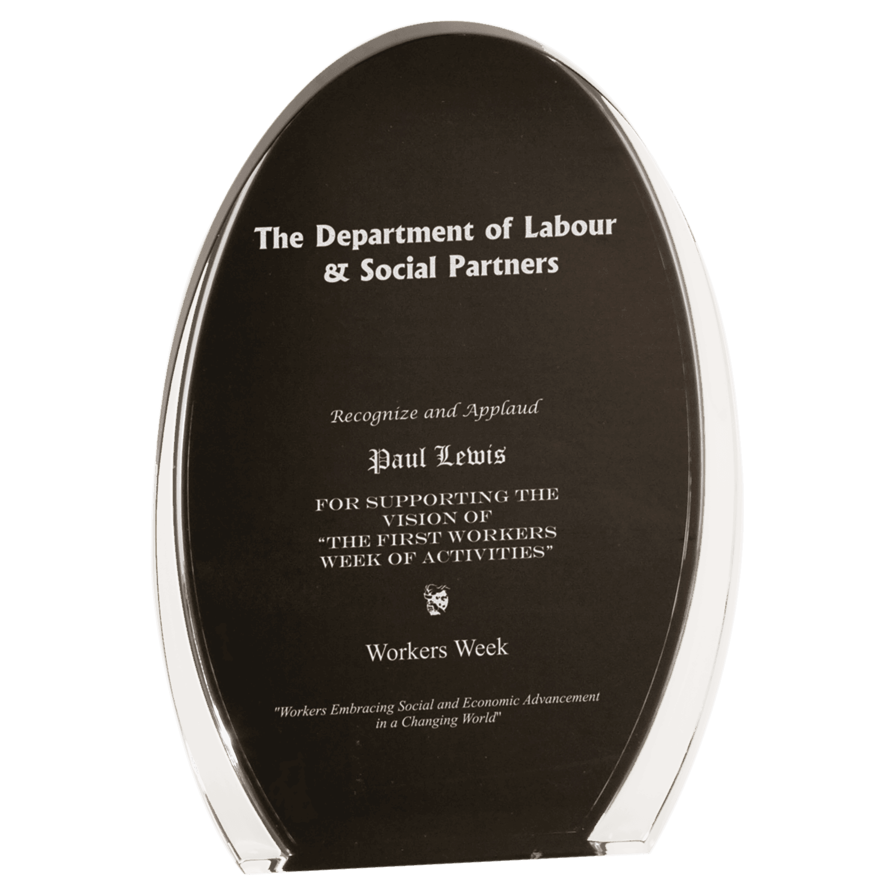 8" Black/Clear Luminary Oval Acrylic