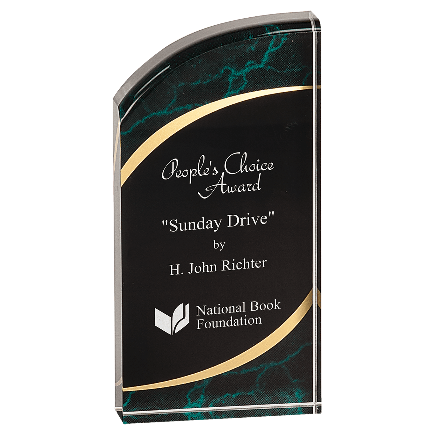 3 1/2" x 7" Green Marble Rounded Acrylic