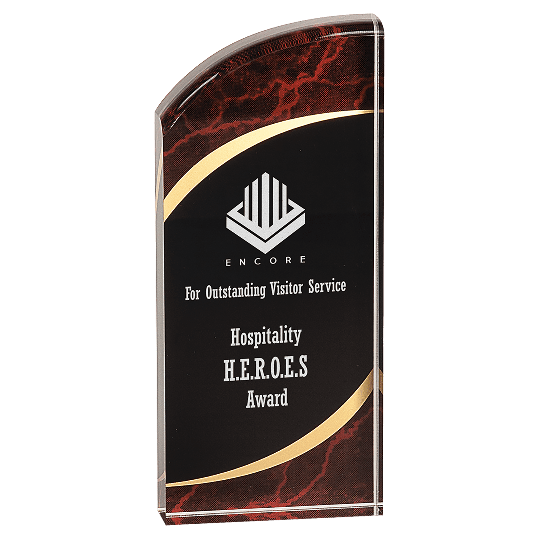 3 1/2" x 8" Red Marble Rounded Acrylic