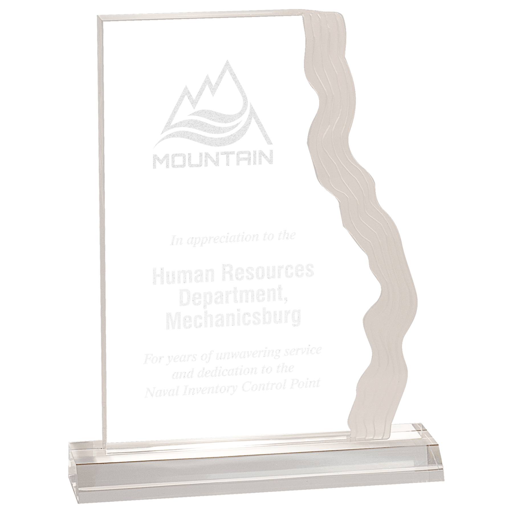 5 3/4" x 8" Clear Frosted Waterfall Edge Acrylic with 6 1/2" Base