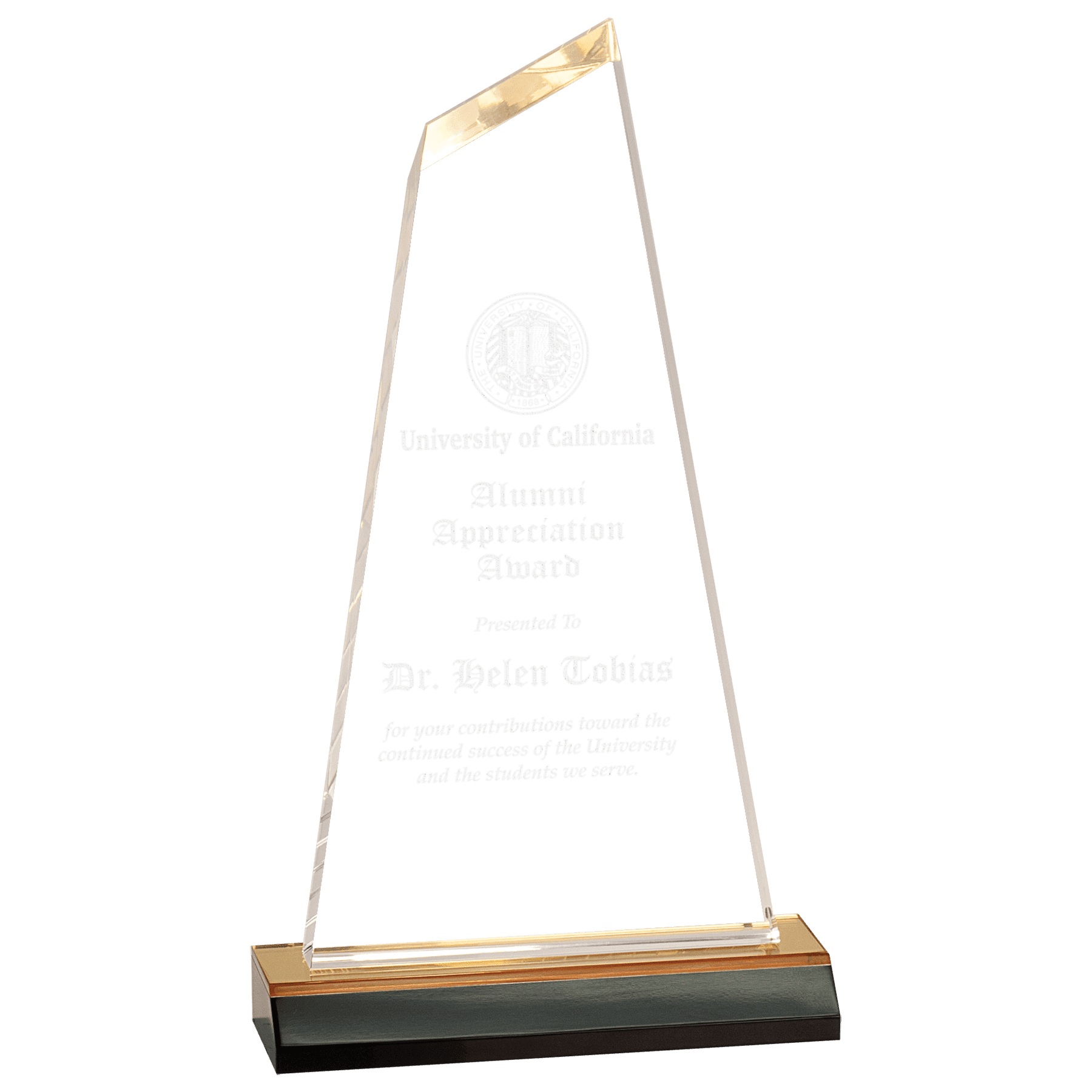 4" x 6" Gold Reflection Optima Acrylic with 5" Gold Mirror Base