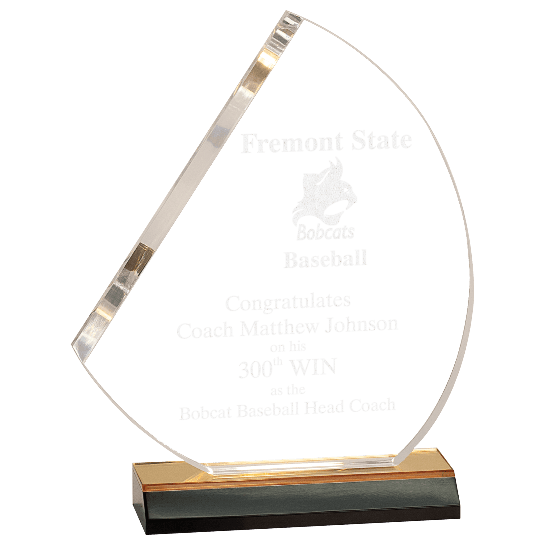 7 1/2" x 8 3/4" Gold Reflection Sail Acrylic with 6" Gold Mirror Base