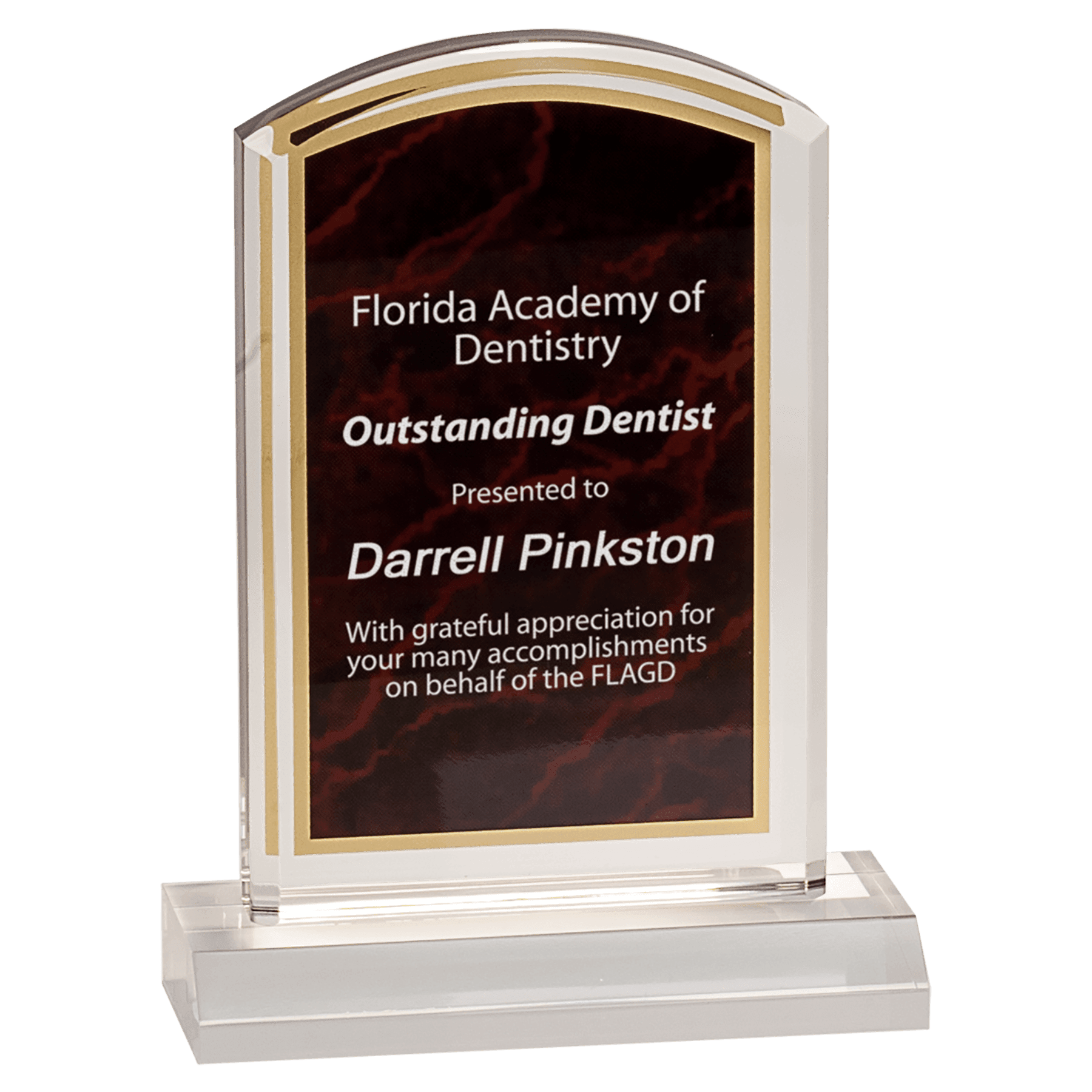 4" x 6" Red Marbleized Acrylic with 5" Base