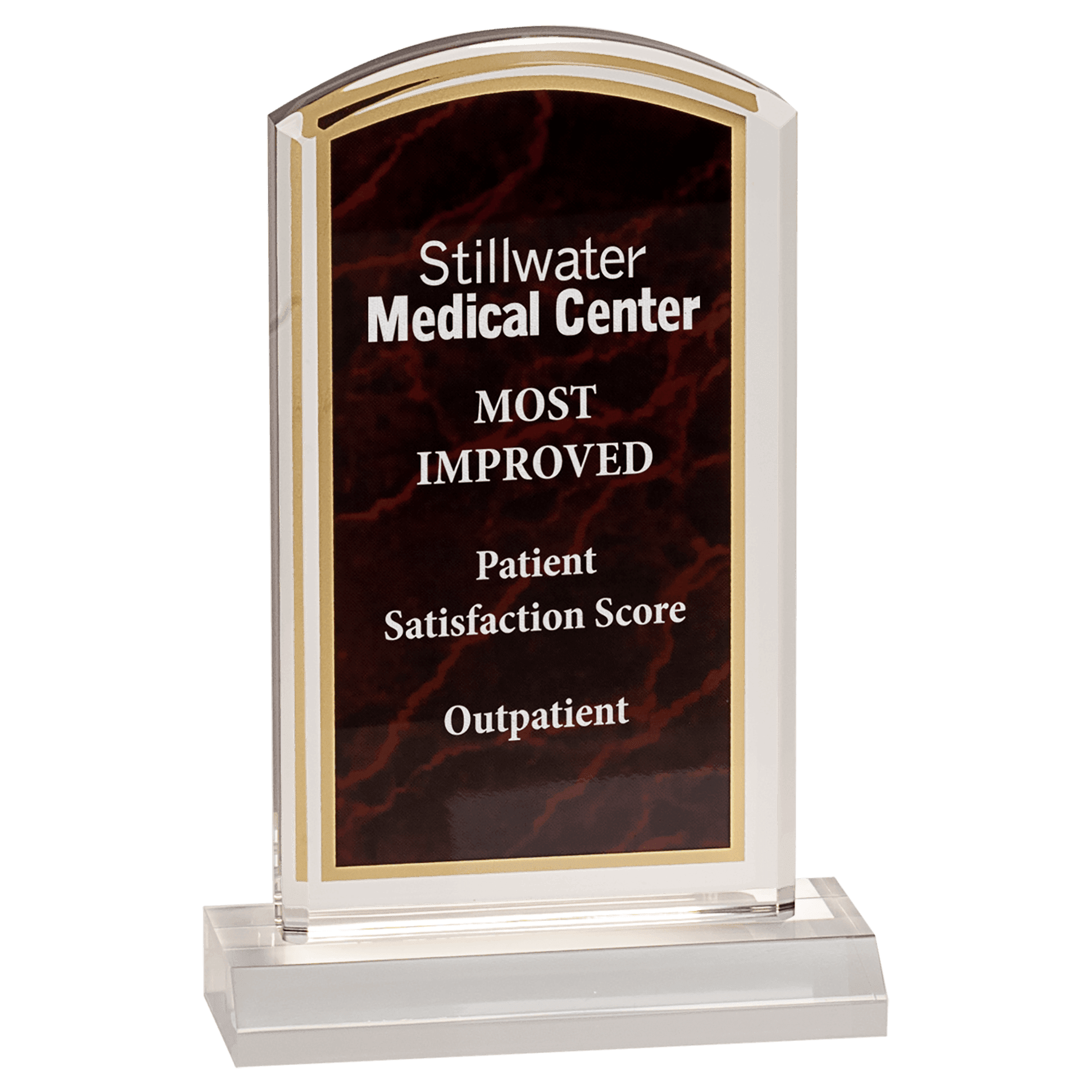 4" x 7" Red Marbleized Acrylic with 5" Base