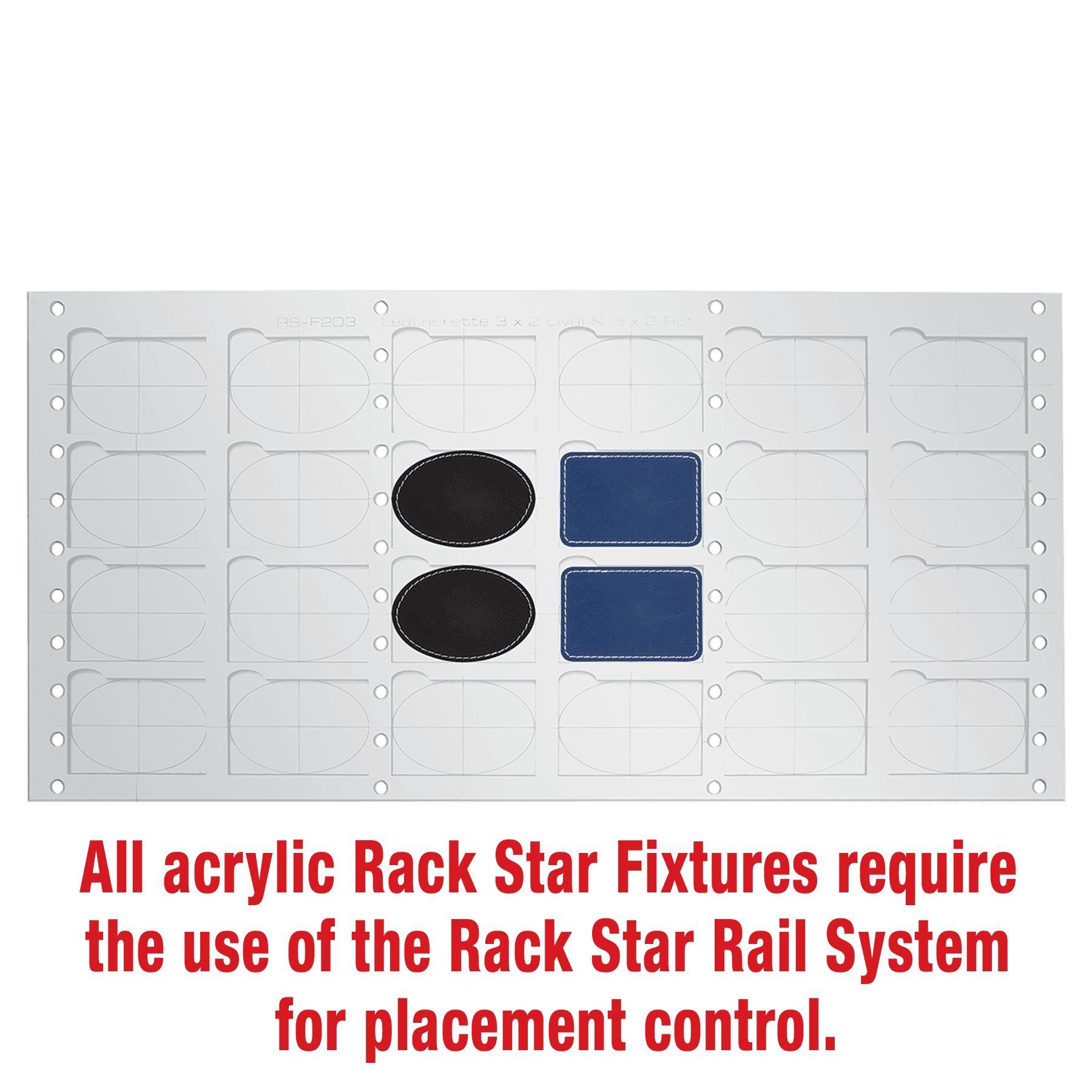 3" x 2" Rectangle/Oval Laserable Leatherette Patch Fixture-Holds 24