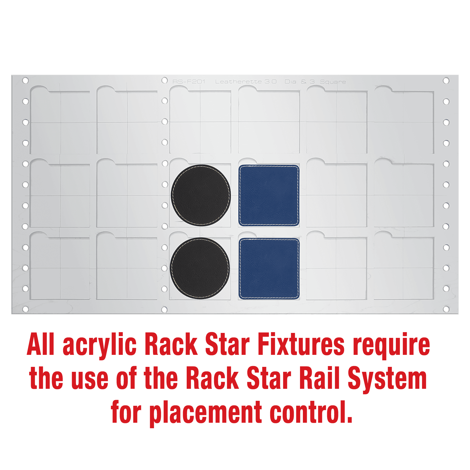 3" x 3" Square/3" Round Laserable Leatherette Patch Fixture- Holds 18