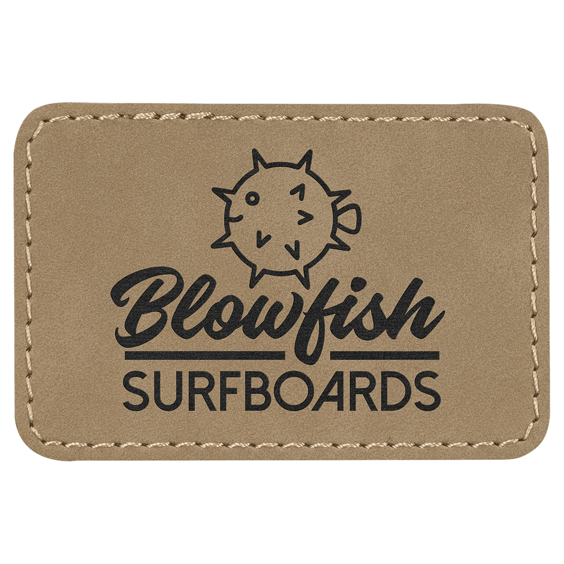 3" x 2" Light Brown Laserable Leatherette Rectangle Patch with Kota Pro Adhesive