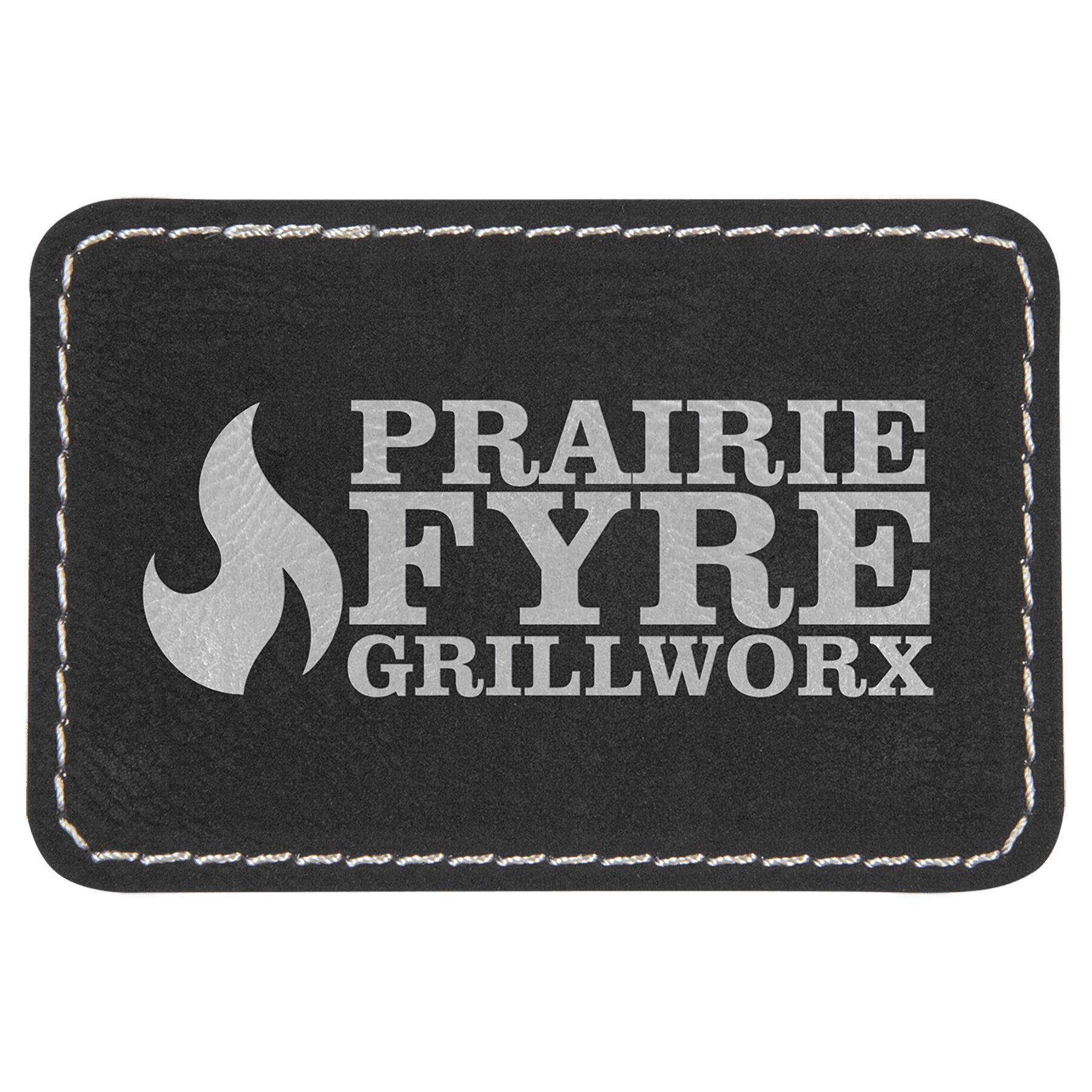 3" x 2" Black/Silver Laserable Leatherette Rectangle Patch with Kota Pro Adhesive