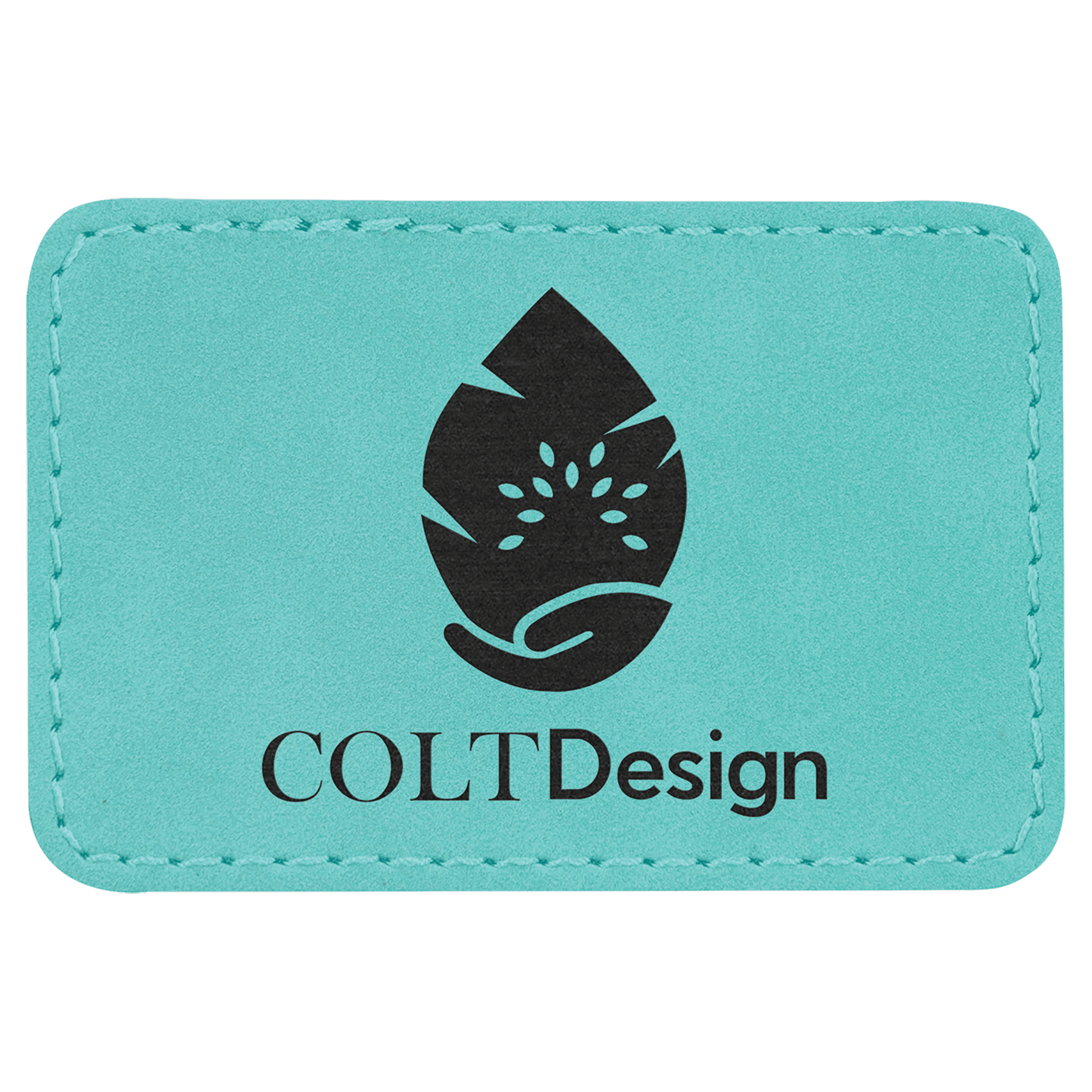 3" x 2" Teal Laserable Leatherette Rectangle Patch with Kota Pro Adhesive