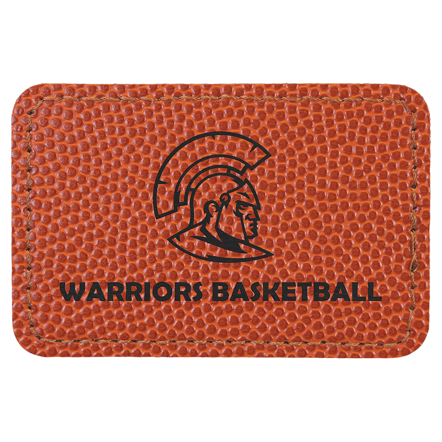 3" x 2" Basketball Laserable Leatherette Rectangle Patch with Kota Pro Adhesive