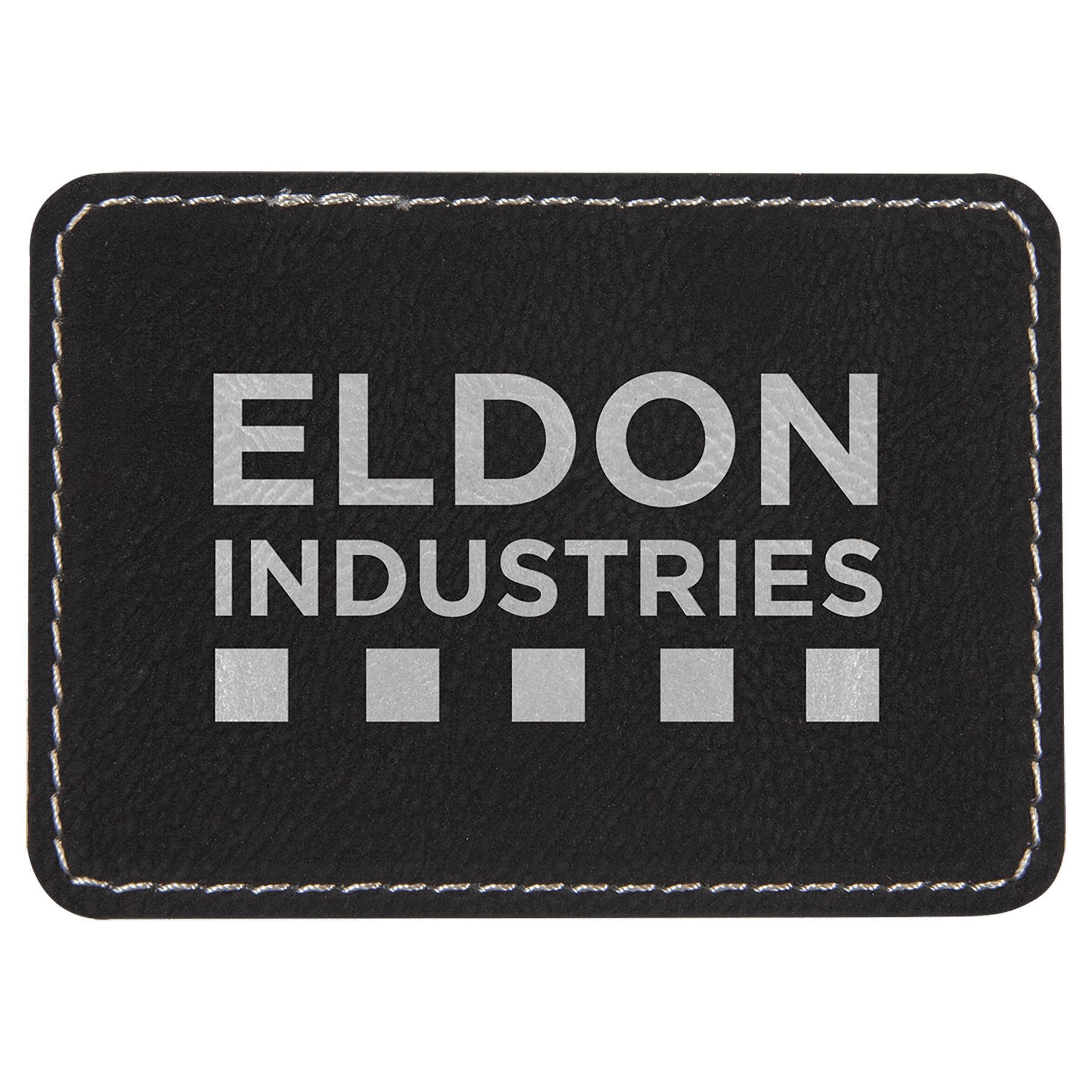 3 1/2" x 2 1/2" Black/Silver Laserable Leatherette Rectangle Patch with Kota Pro Adhesive