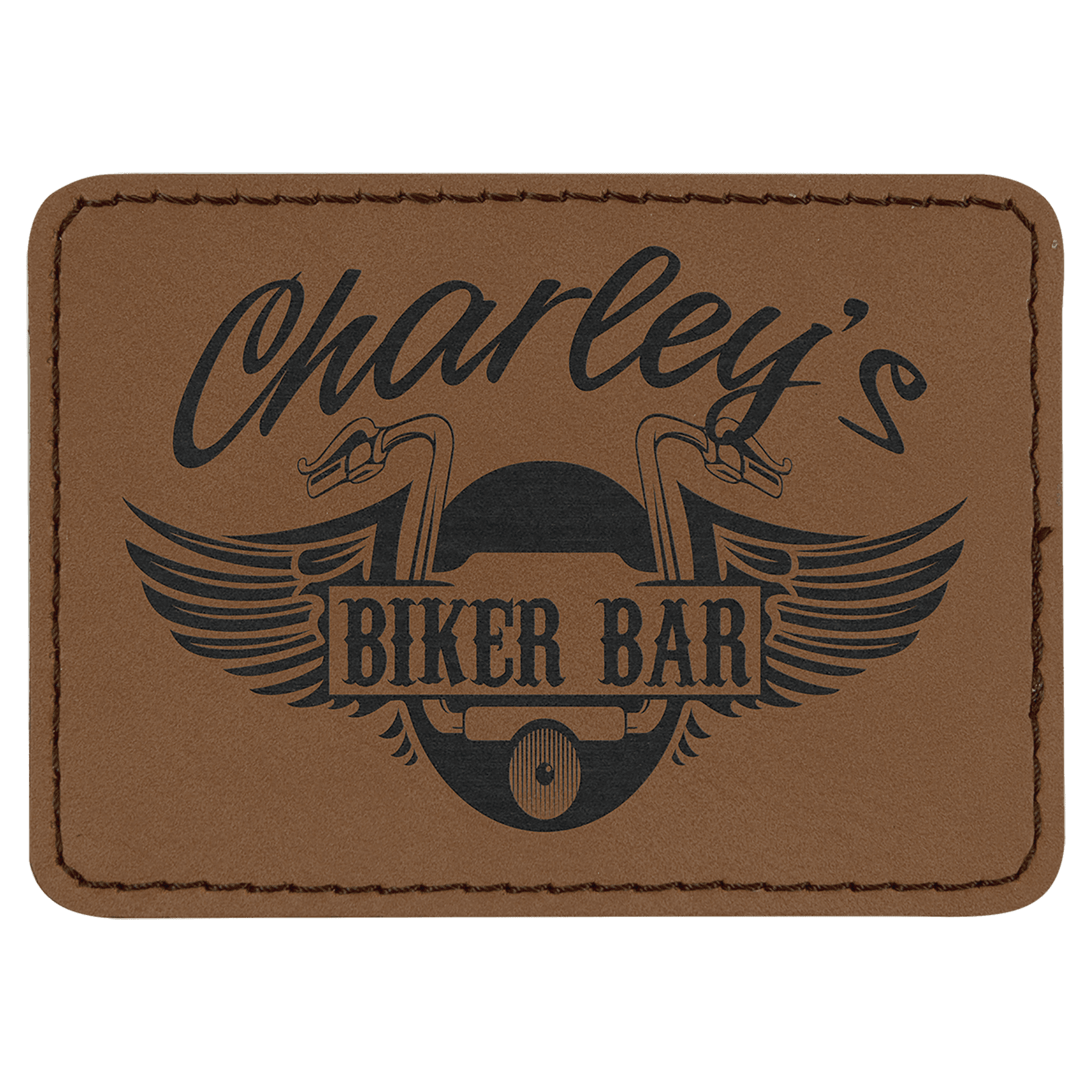 3 1/2" x 2 1/2" Dark Brown Laserable Leatherette Rectangle Patch with Kota Pro Adhesive