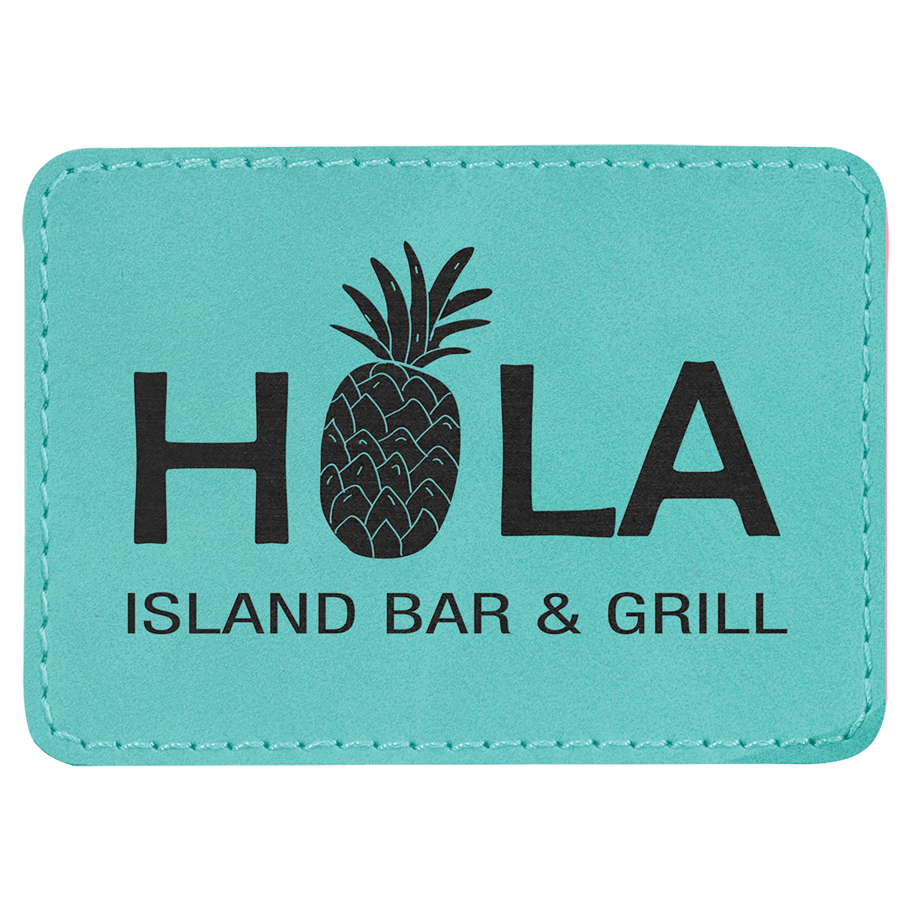 3 1/2" x 2 1/2" Teal Laserable Leatherette Rectangle Patch with Kota Pro Adhesive