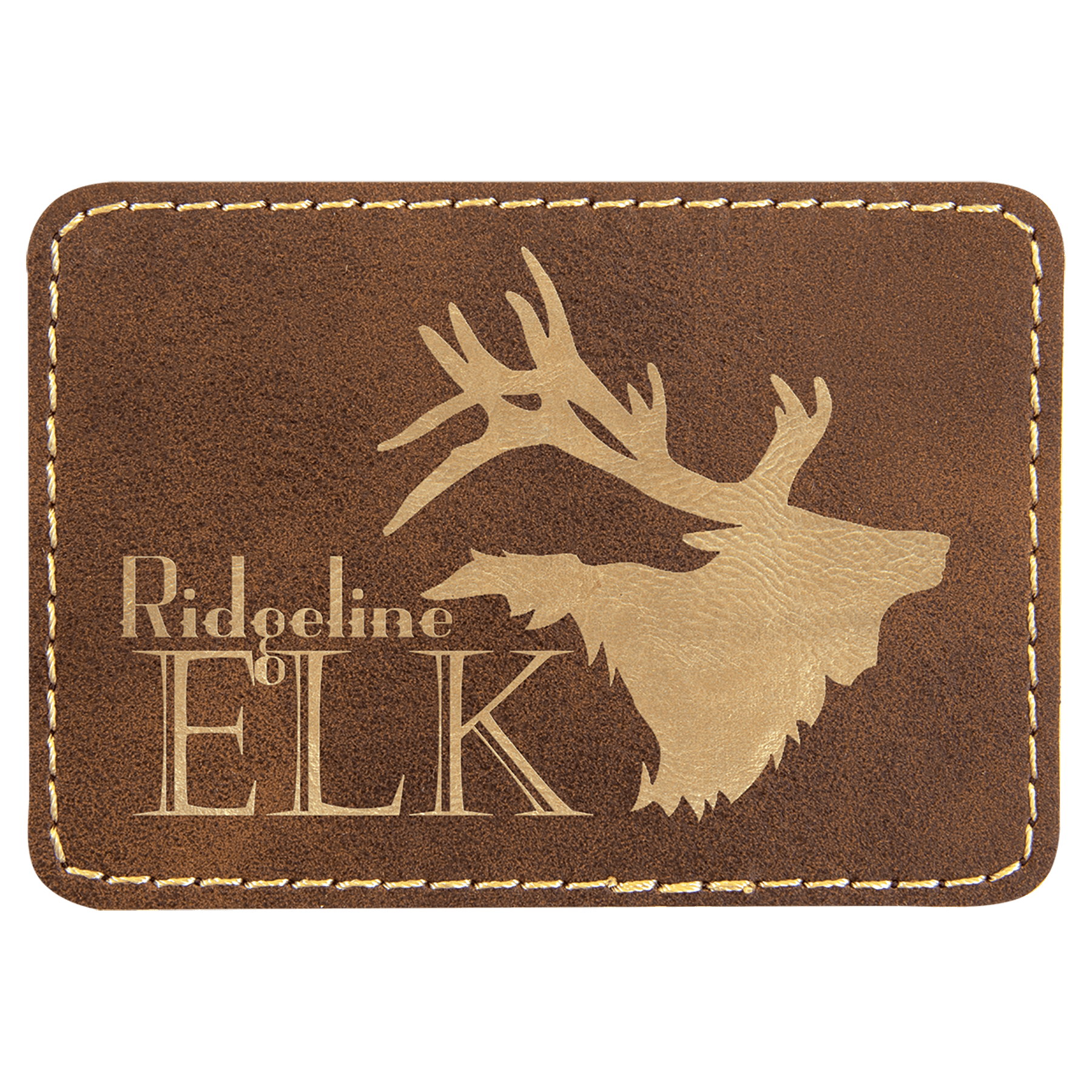 3 1/2" x 2 1/2" Rustic/Gold Laserable Leatherette Rectangle Patch with Kota Pro Adhesive