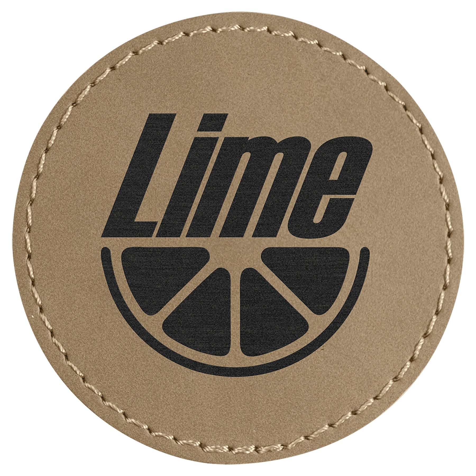 2 1/2" Light Brown Laserable Leatherette Round Patch with Kota Pro Adhesive