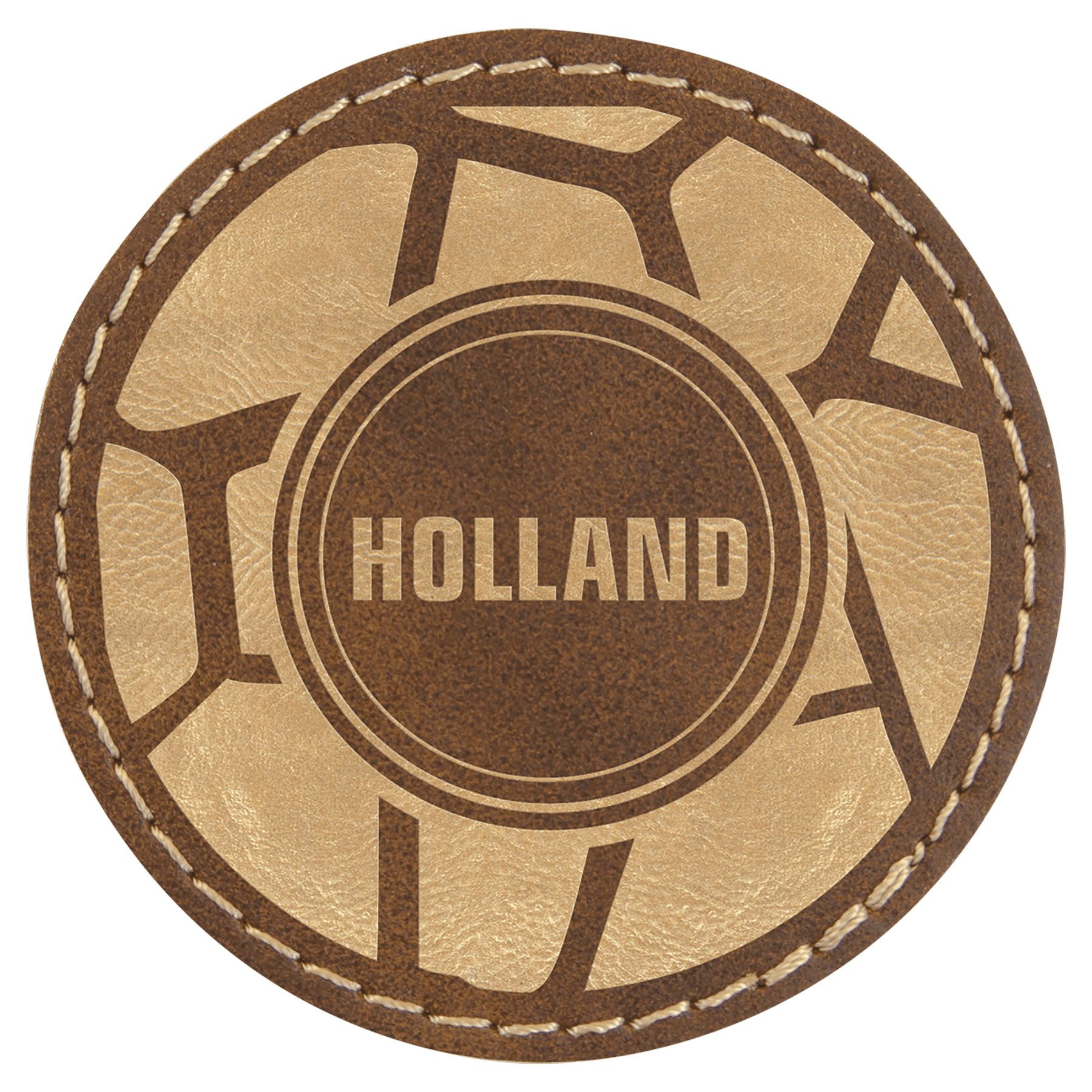 2 1/2" Rustic/Gold Laserable Leatherette Round Patch with Kota Pro Adhesive