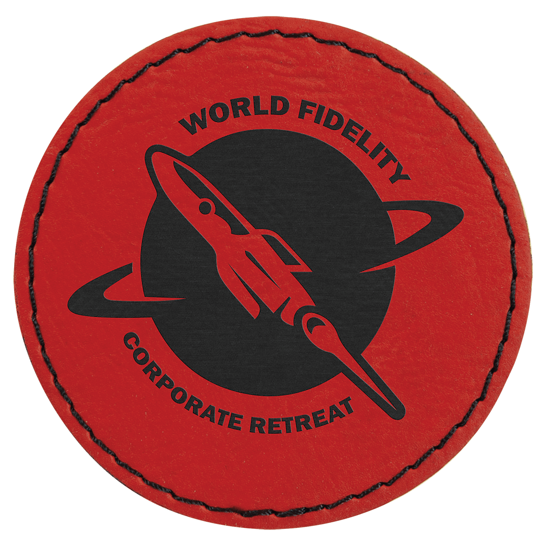 2 1/2" Red Laserable Leatherette Round Patch with Kota Pro Adhesive