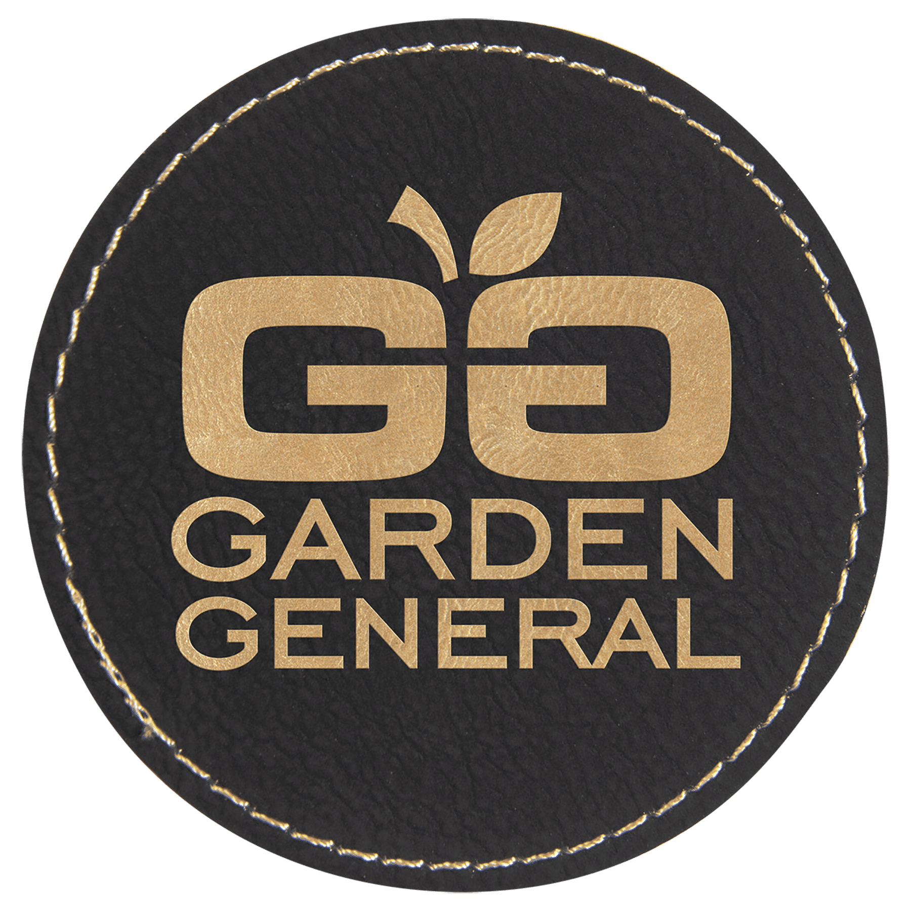 3" Black/Gold Laserable Leatherette Round Patch with Kota Pro Adhesive