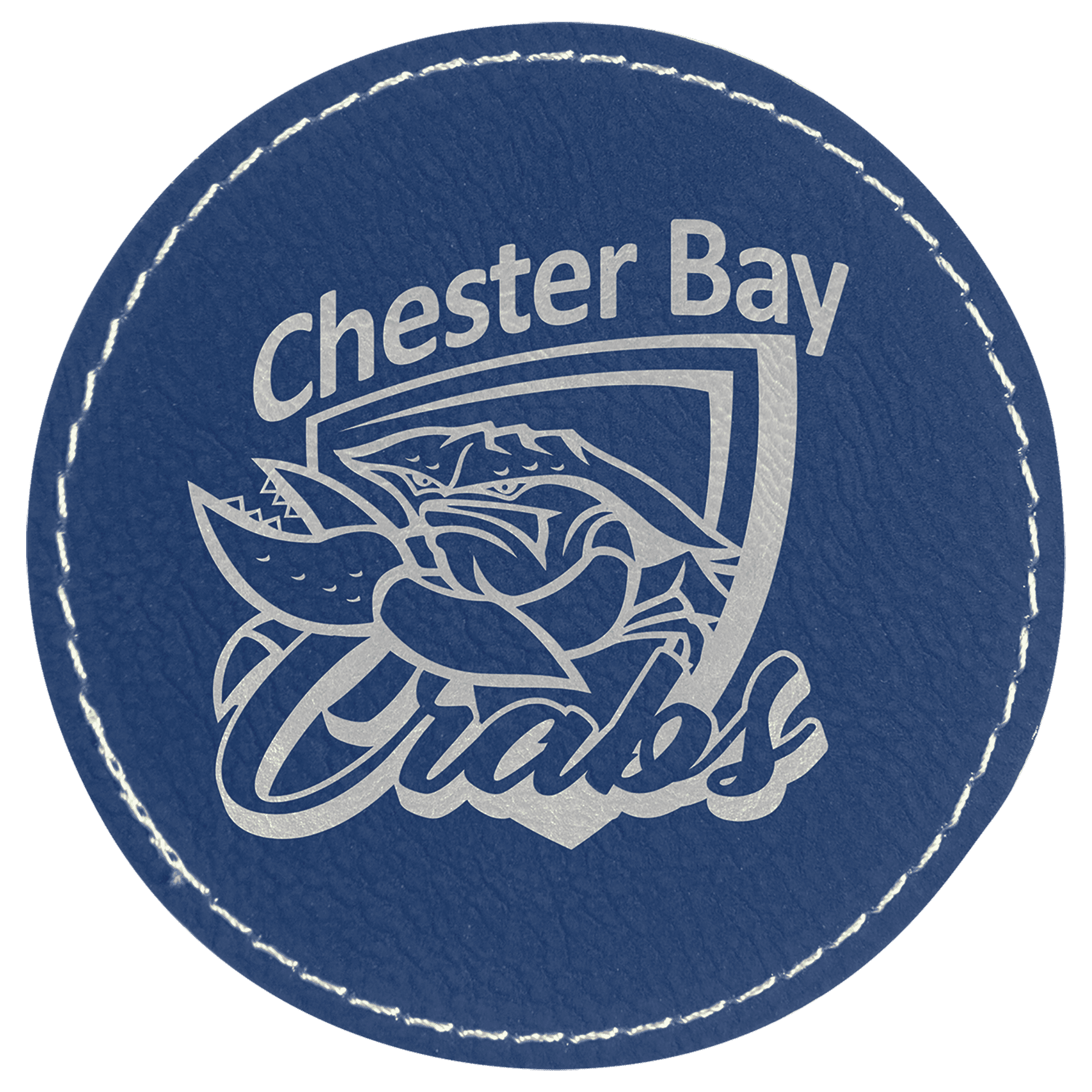 3" Blue/Silver Laserable Leatherette Round Patch with Kota Pro Adhesive