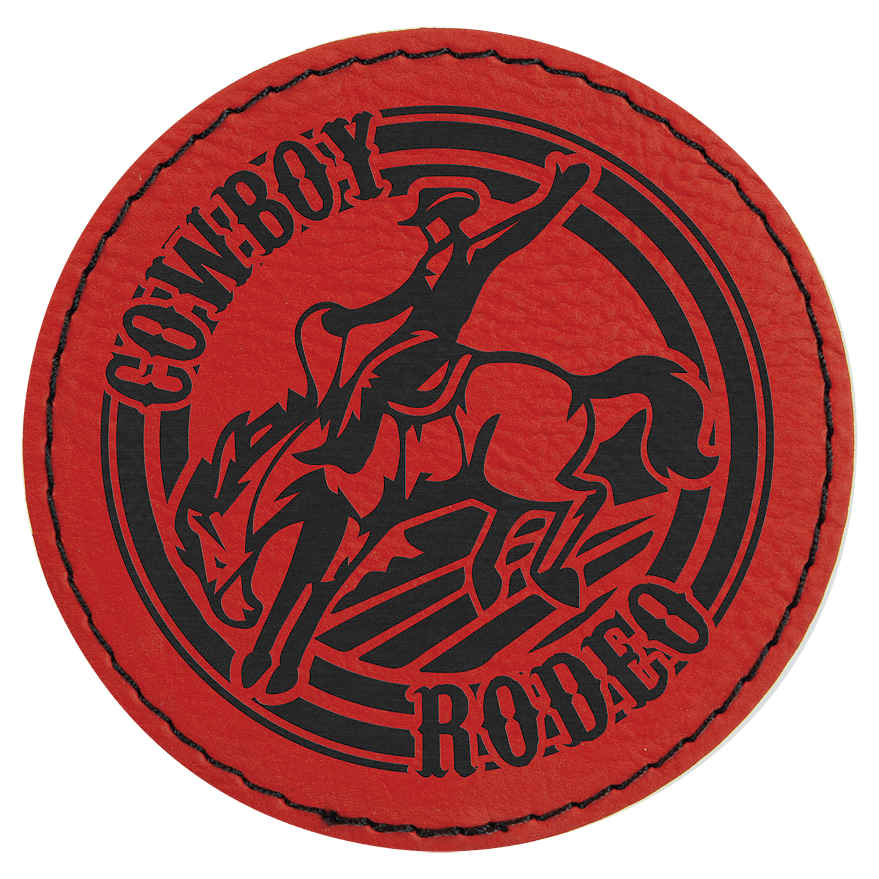 3" Red Laserable Leatherette Round Patch with Kota Pro Adhesive