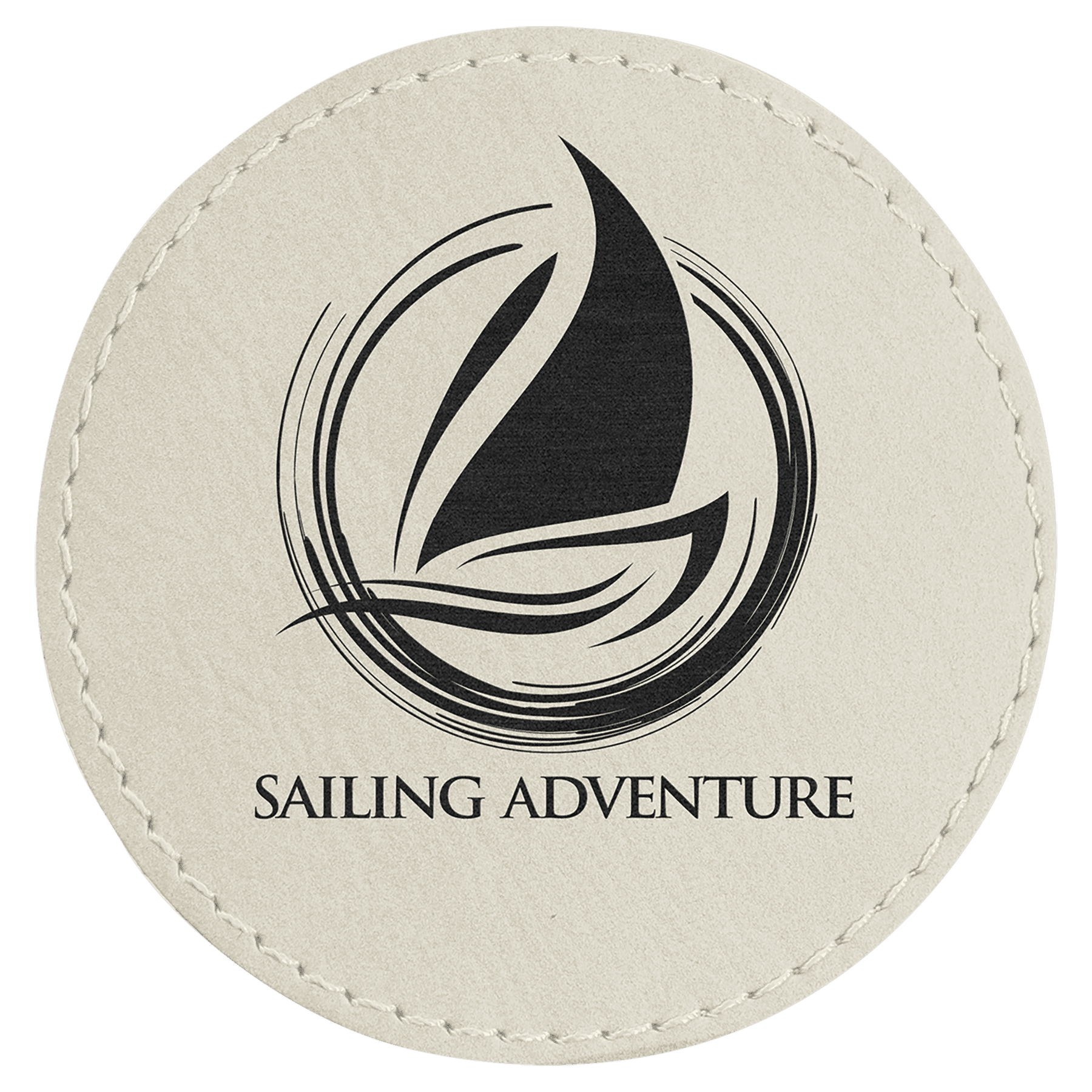 3" White Laserable Leatherette Round Patch with Kota Pro Adhesive