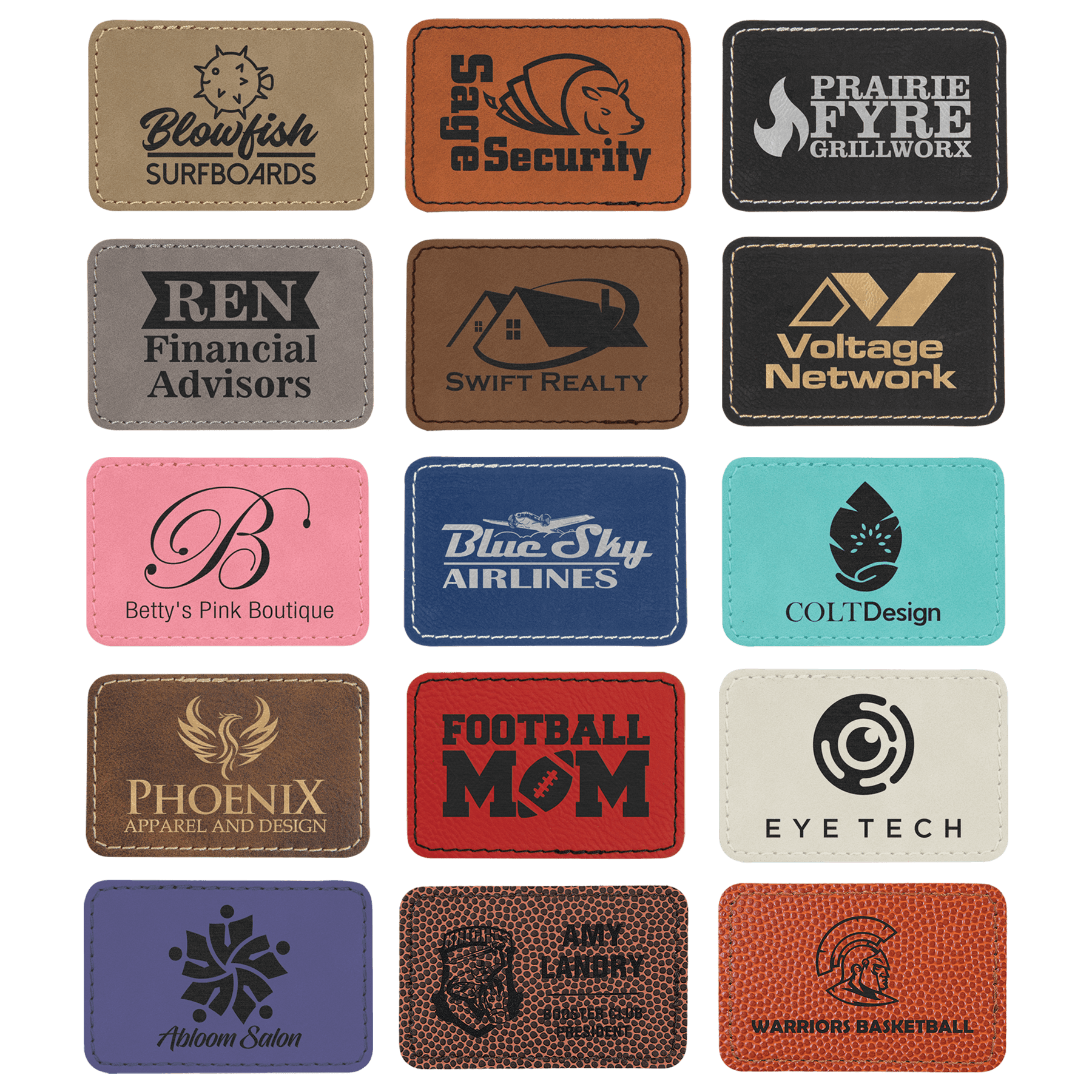 3" x 2" Rectangle Laserable Leatherette Patch with Kota Pro Adhesive Sample Set