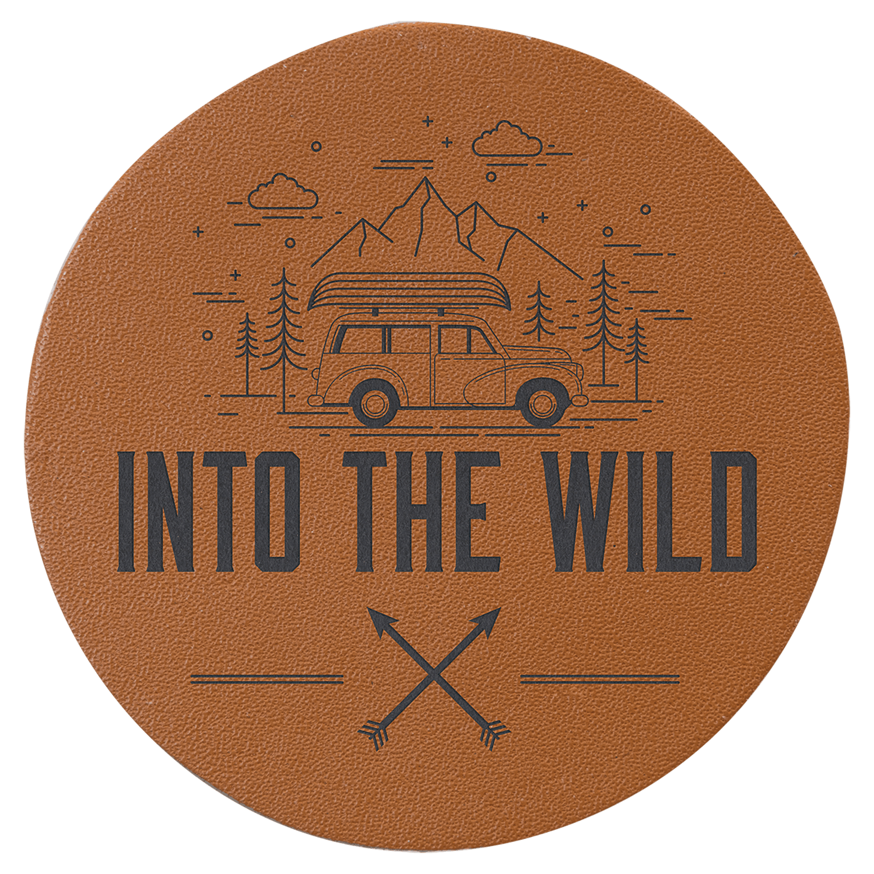 2 1/2" Round Caramel Genuine Leather Patch with Adhesive