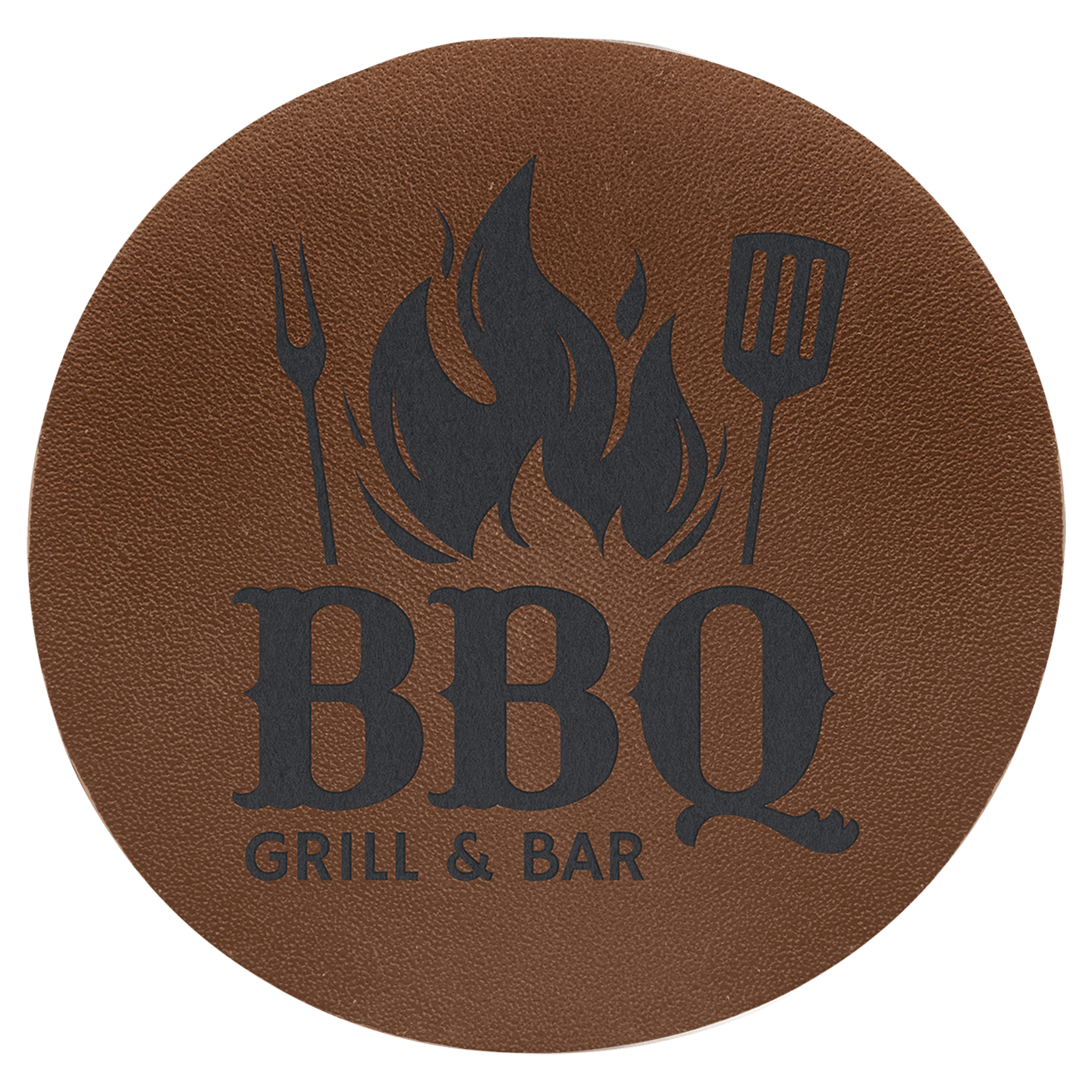 2 1/2" Round Brown Genuine Leather Patch with Adhesive