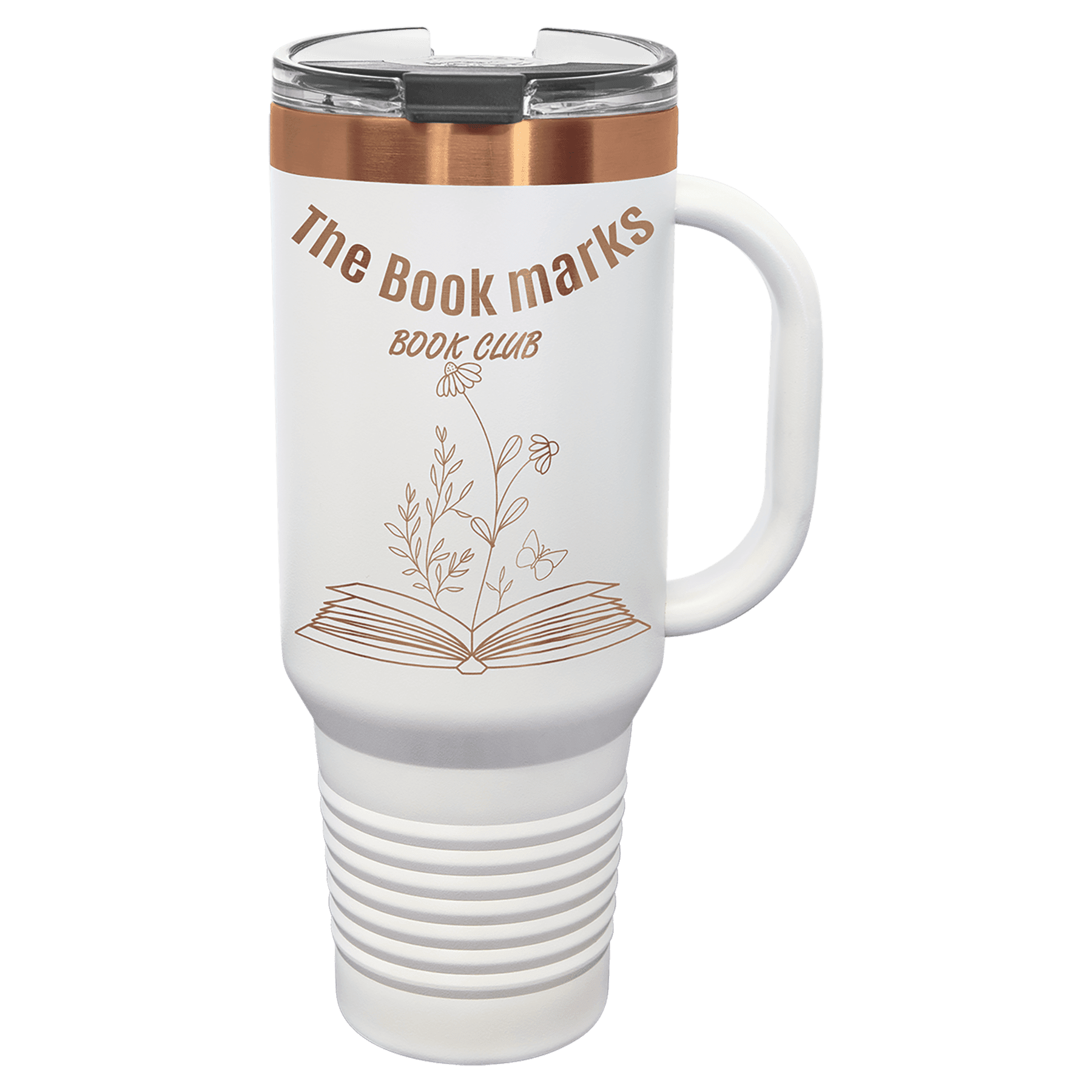 Polar Camel 40 oz. White/Rose Gold Travel Mug with Handle & Straw