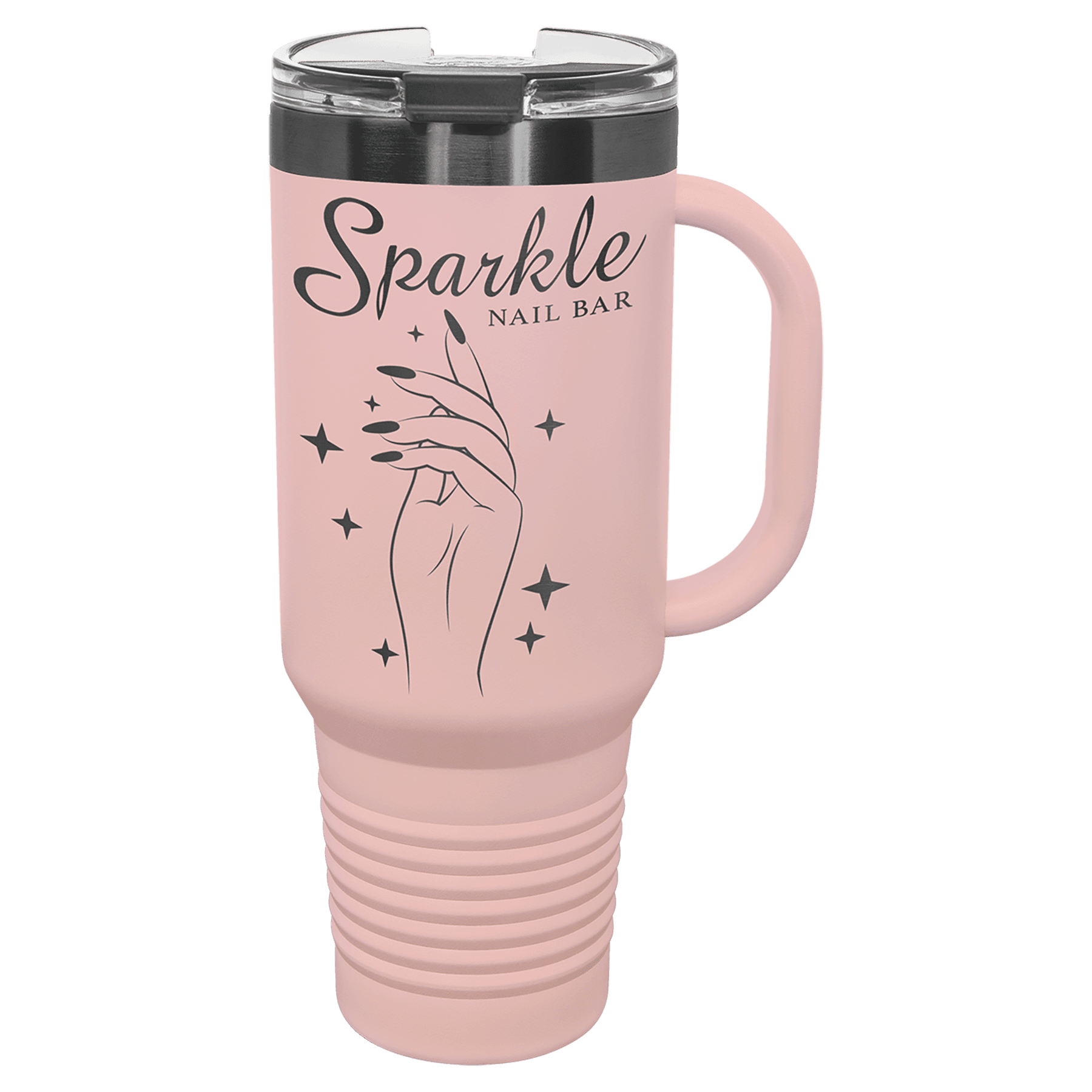 Polar Camel 40 oz. Blush/Ghost Black Travel Mug with Handle & Straw