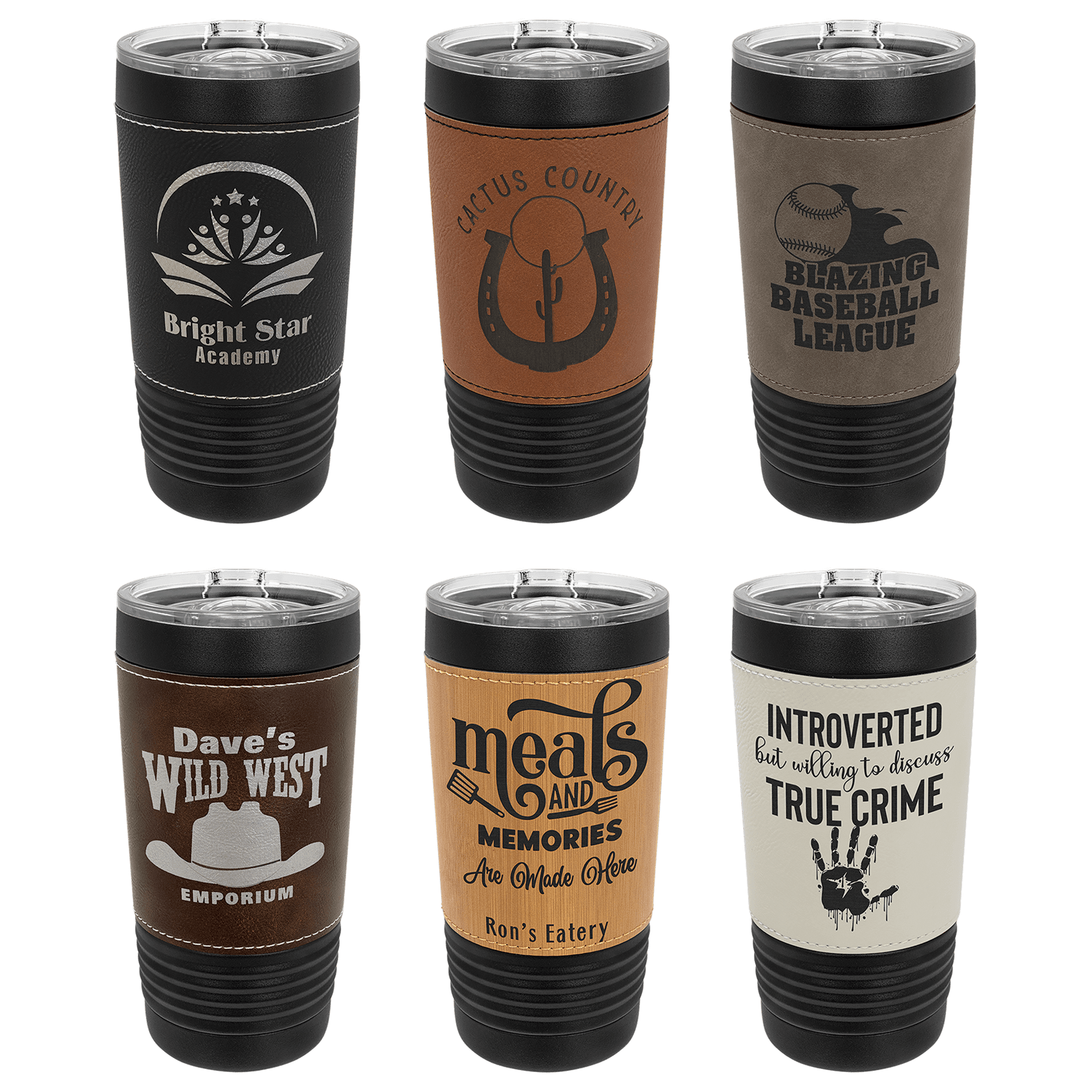 Polar Camel 20 oz. Black Leatherette Tumbler with Slider Lid Sample Set
