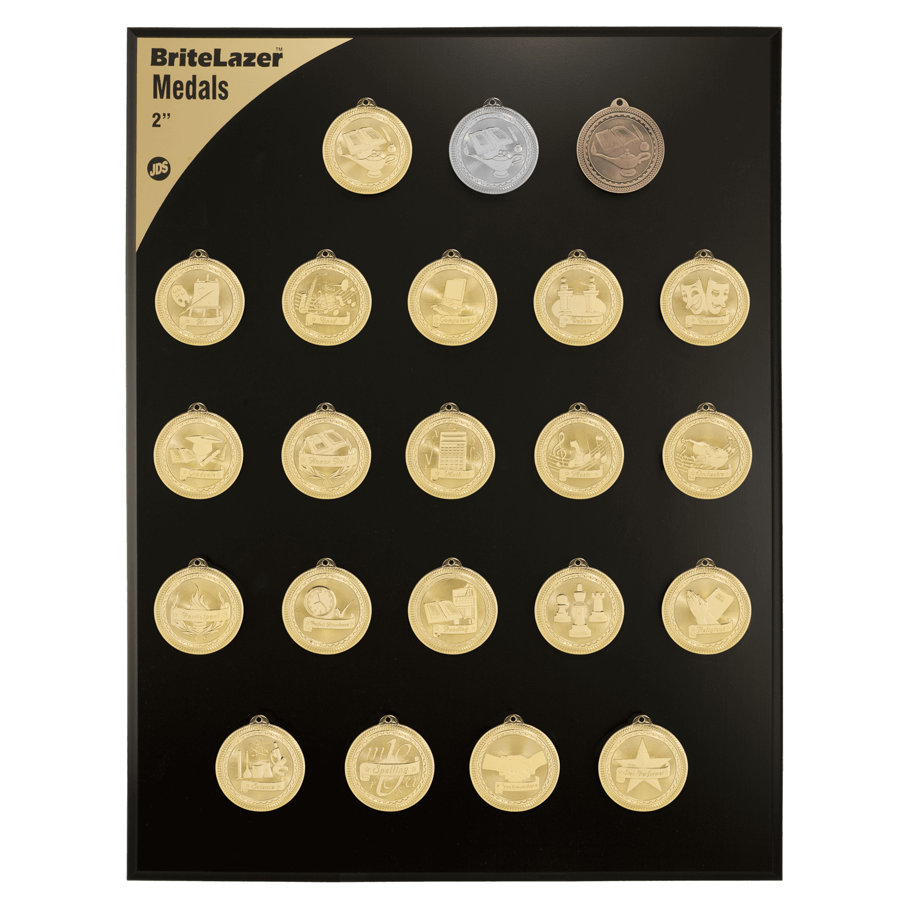 2" Academic Laserable BriteLazer Medal Display Set