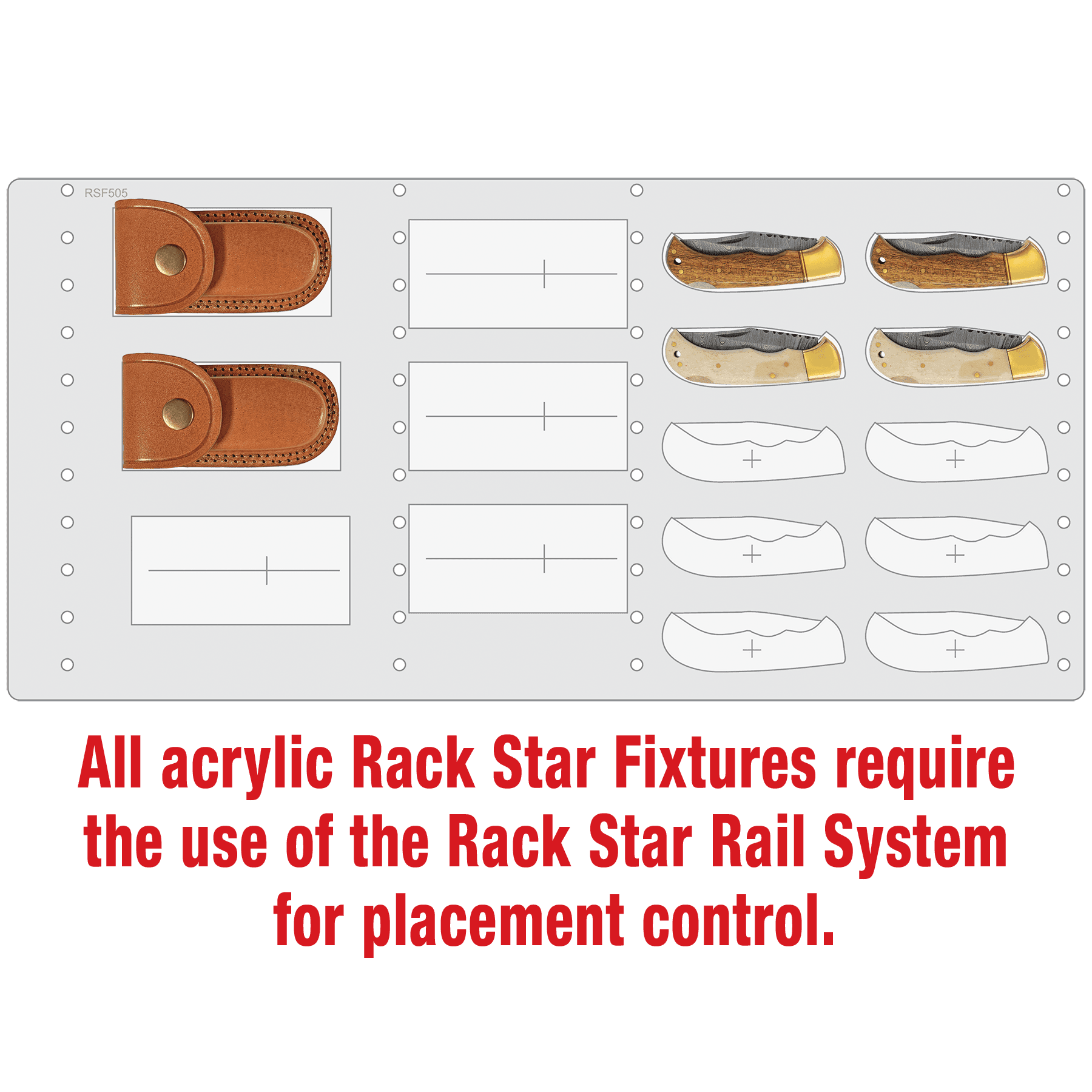 Bison River BR1751 and BR1752 Knife Fixture-Holds 10 Knives and 6 Sheaths