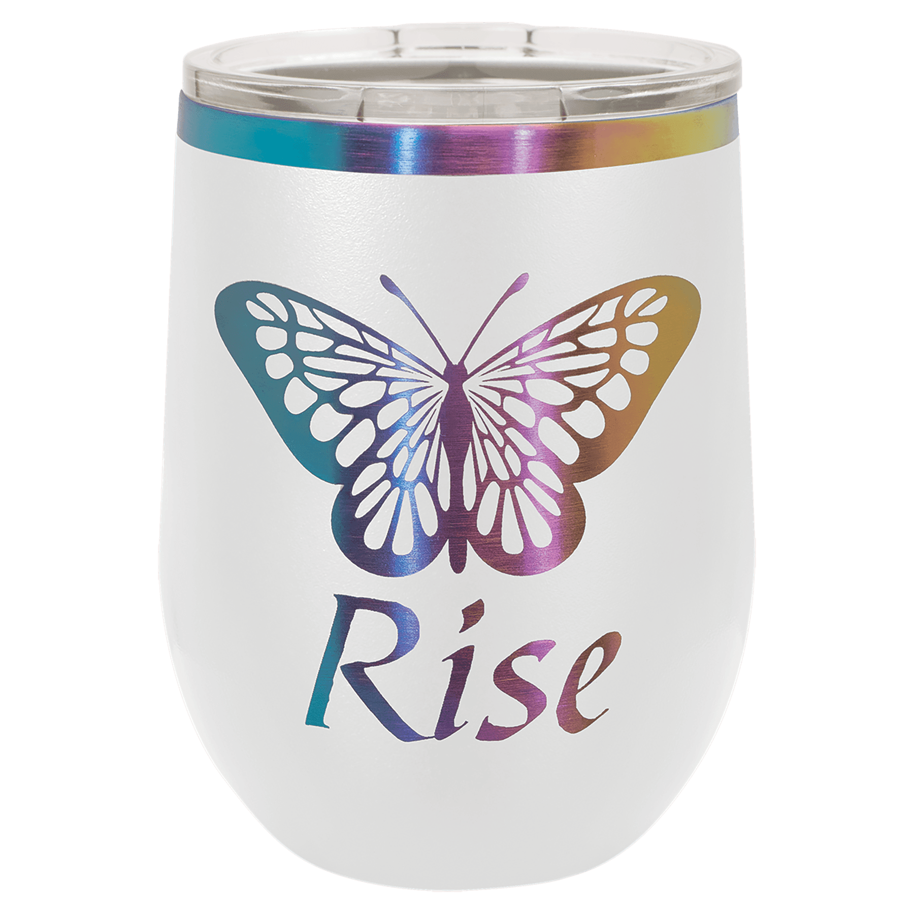 Polar Camel 12 oz. White/Prism Stemless Wine Tumbler with Standard Lid