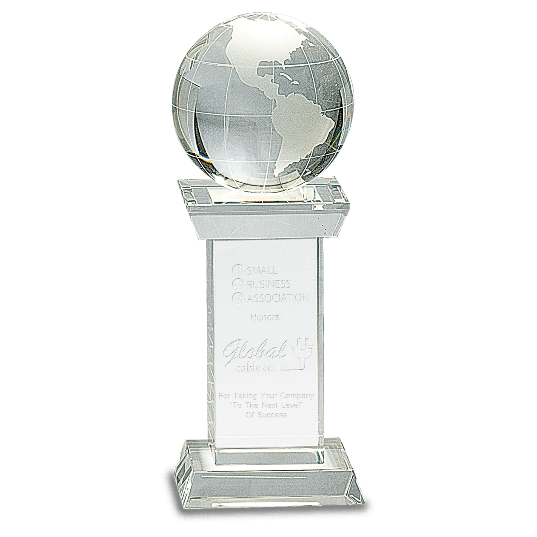 8" Crystal Globe on Clear Tower