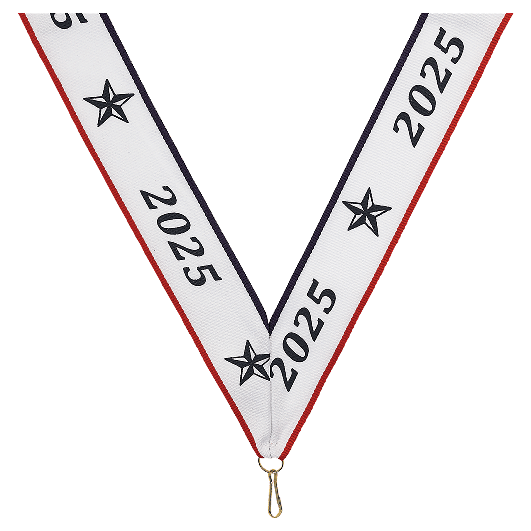 1 1/2" Red, White & Blue 2025 Neck Ribbon with Snap Clip