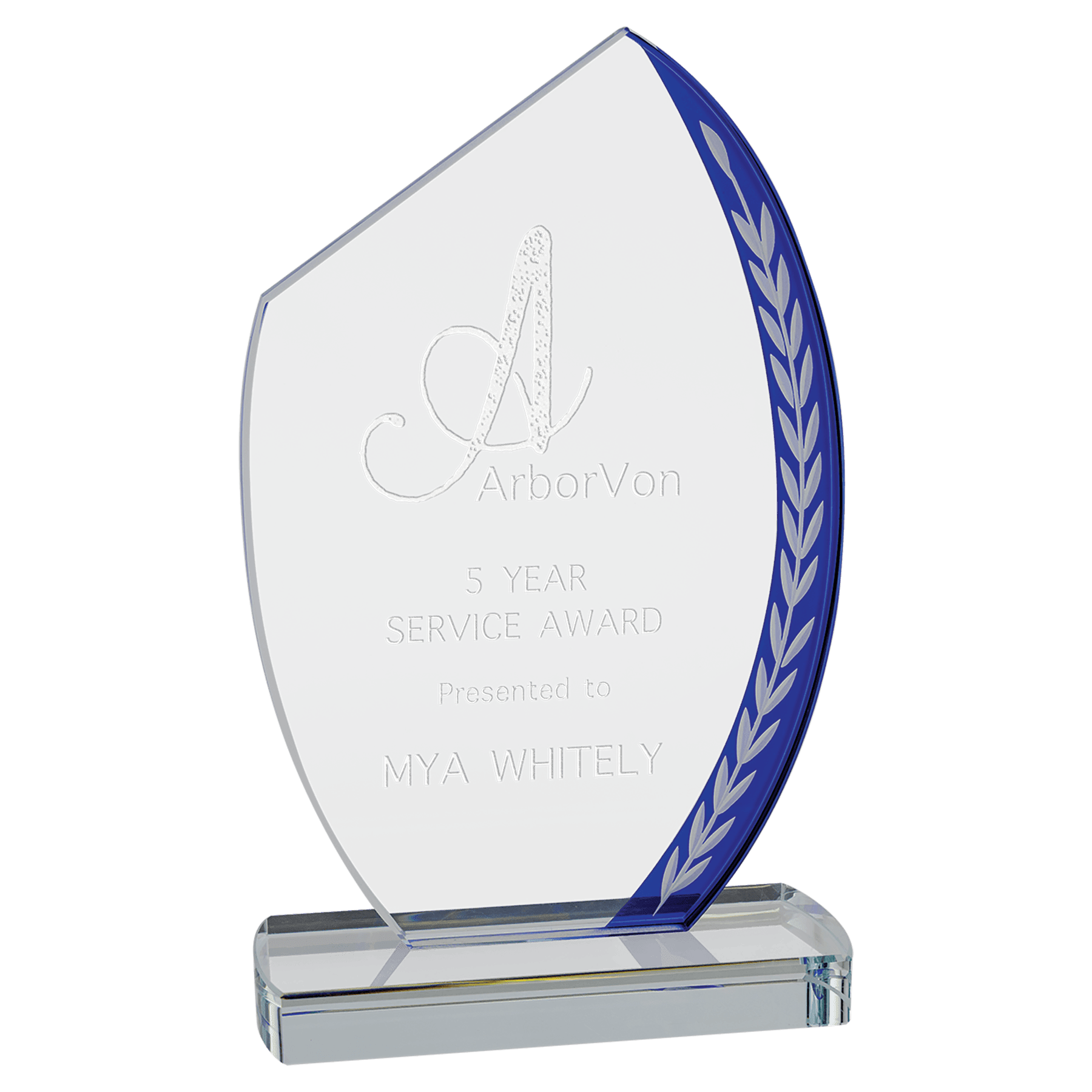 9 1/2" Blue Slant Oval Edge Glass