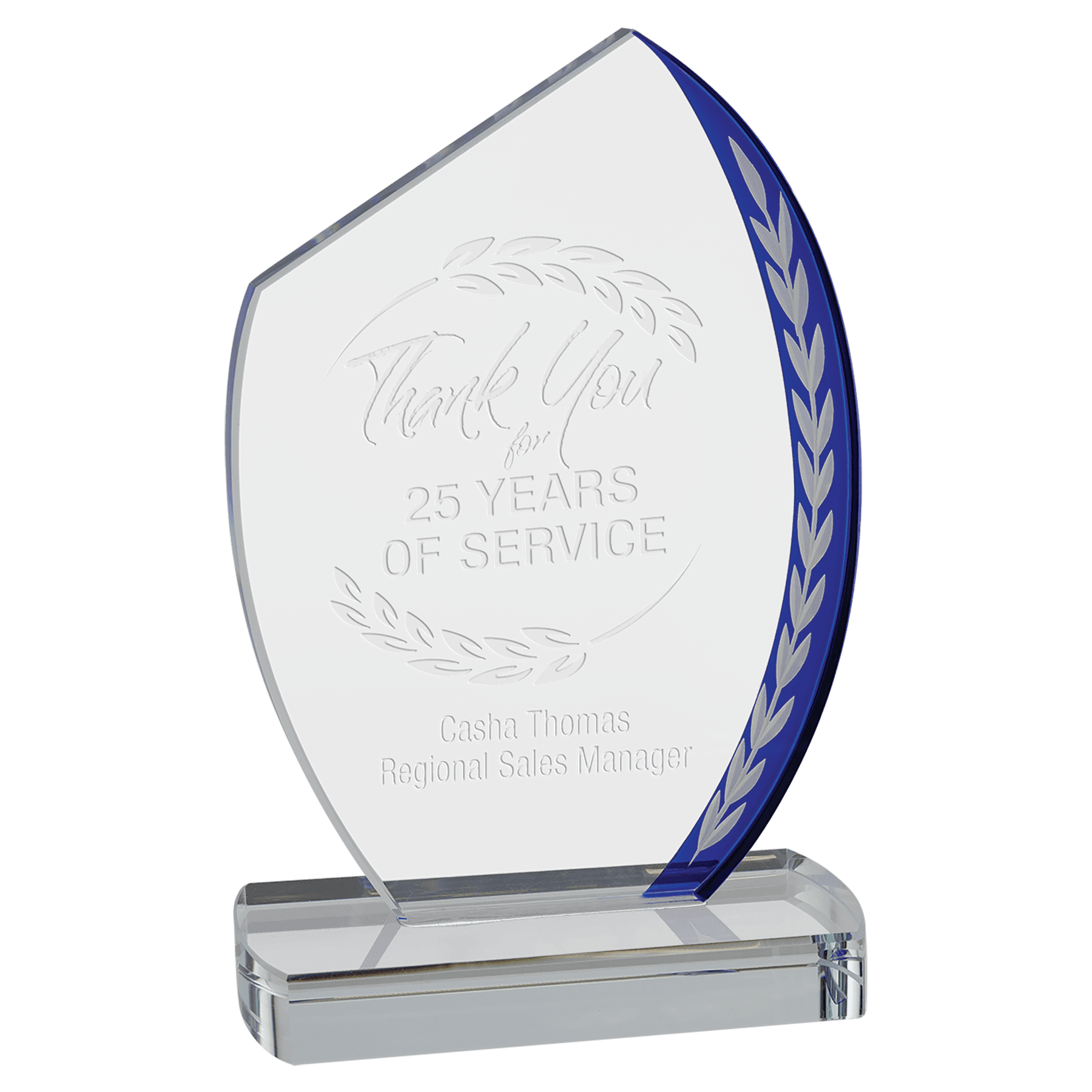 7 3/4" Blue Slant Oval Edge Glass