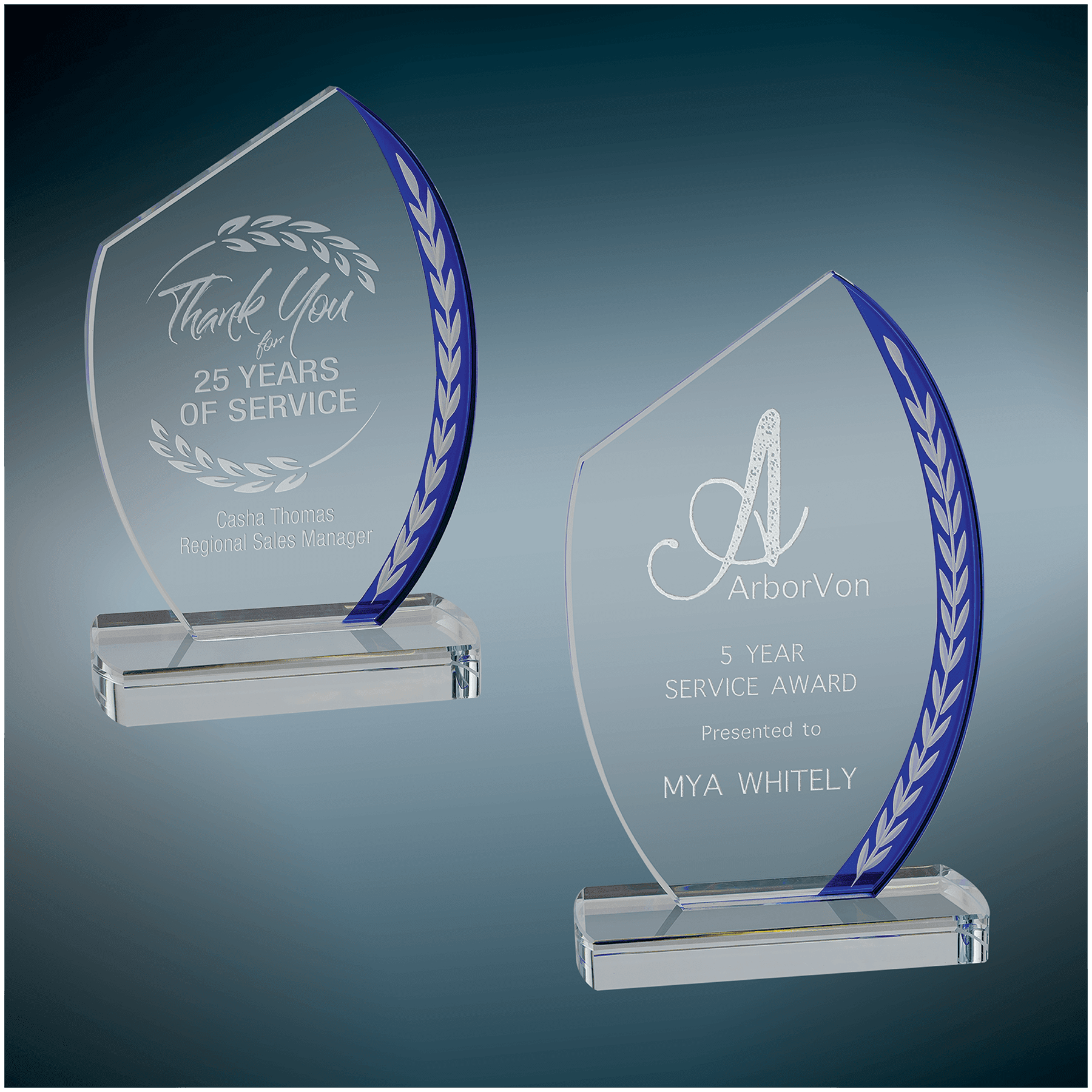 Blue Slant Oval Edge Glass Sample Set