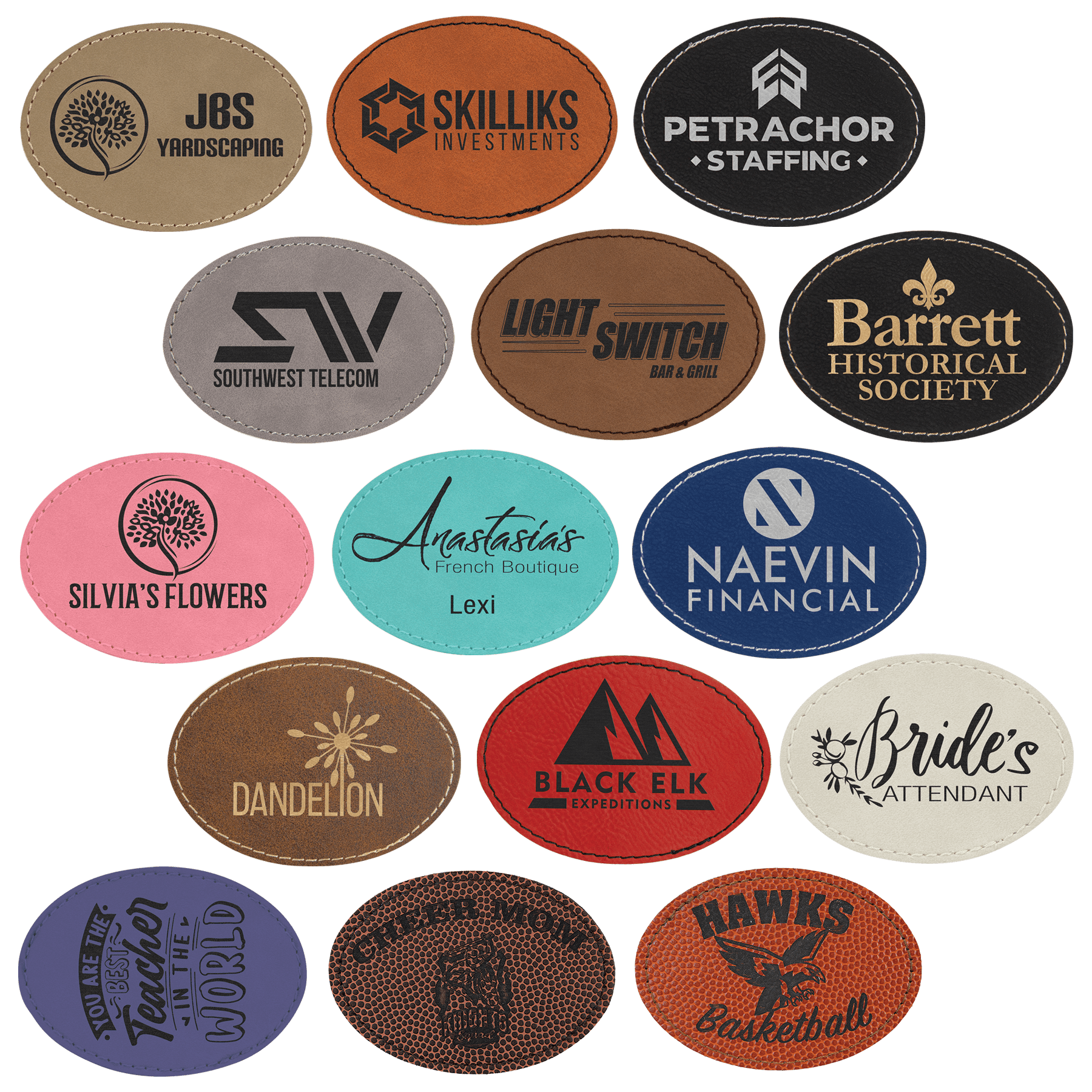 3 1/2" x 2 1/2" Oval Laserable Leatherette Patch with Kota Pro Adhesive