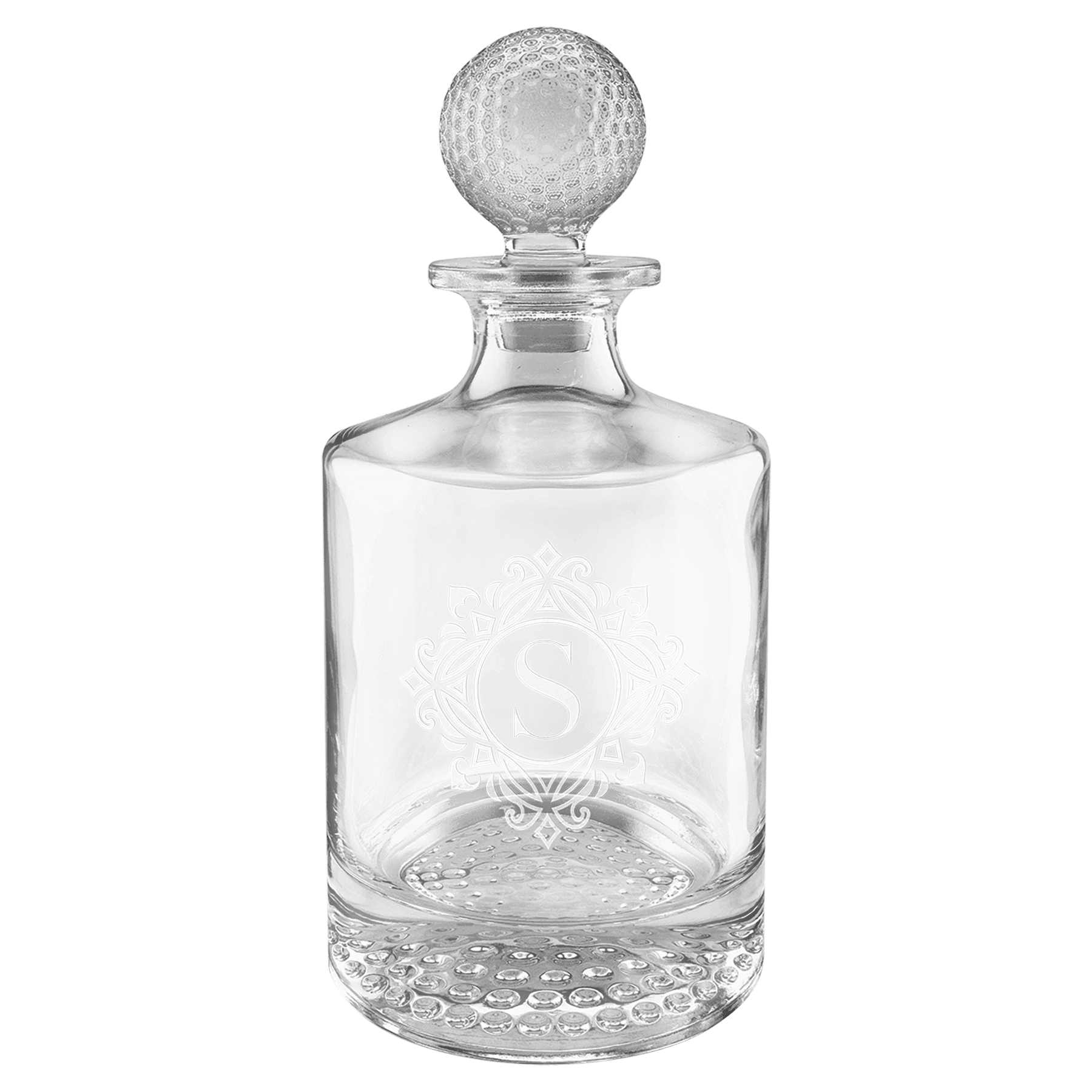 Polar Camel 850mL Round Golf Glass Decanter in Black Gift Box with Printed Paper Sleeve