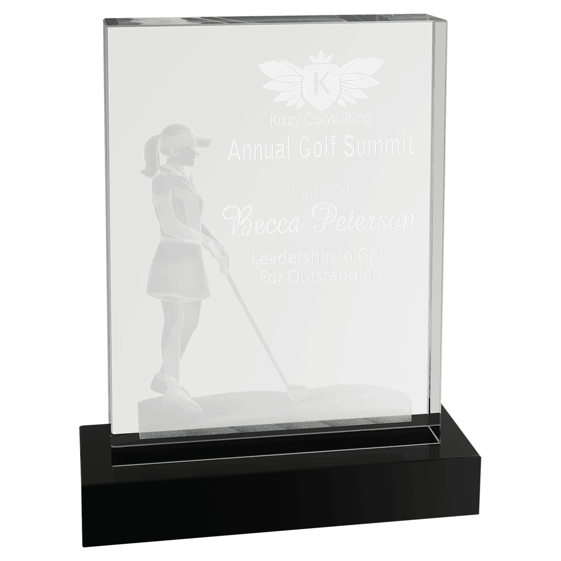 6 1/4" x 8" Crystal 3D Female Golf