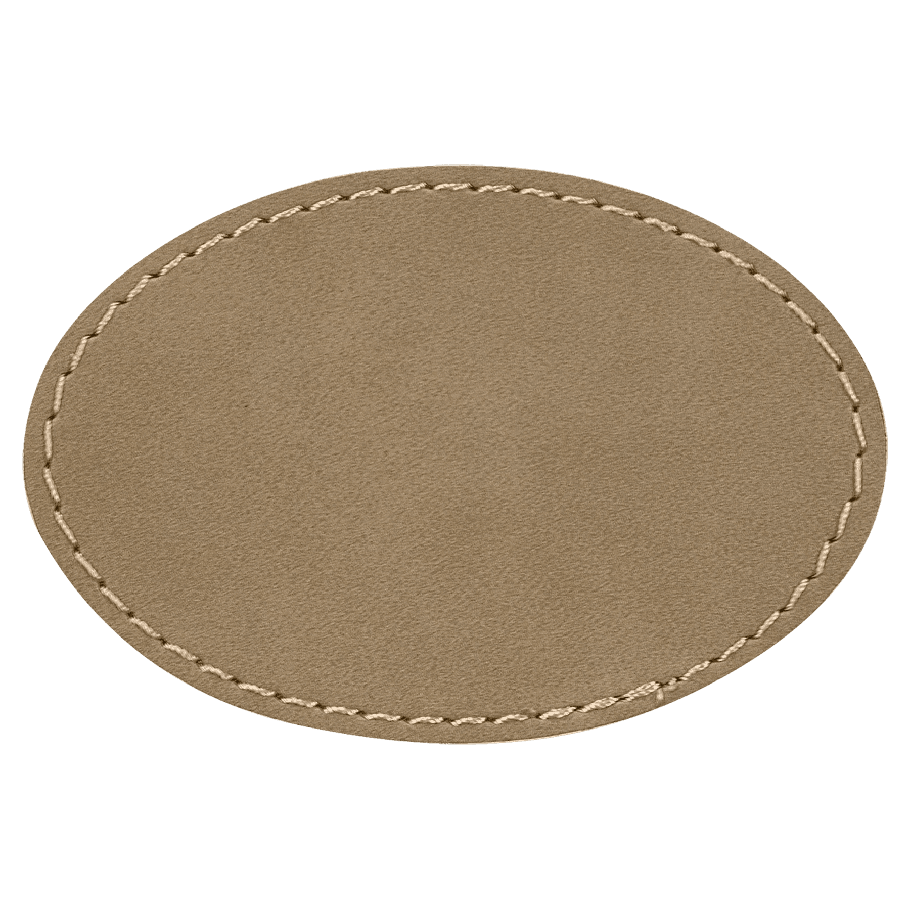 3" x 2" Light Brown Laserable Leatherette Oval Patch with Kota Pro Adhesive