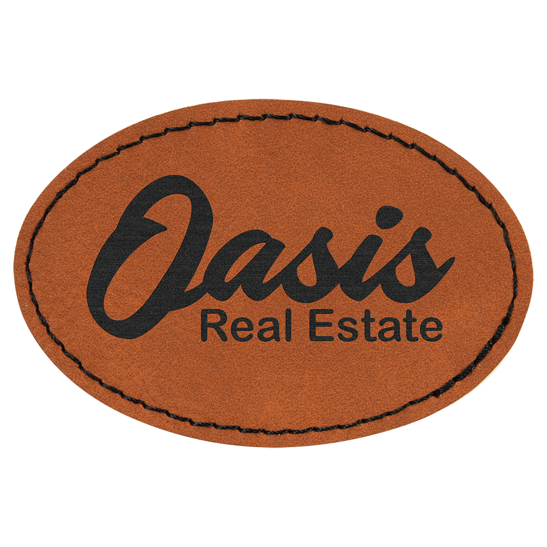 3" x 2" Rawhide Laserable Leatherette Oval Patch with Kota Pro Adhesiive