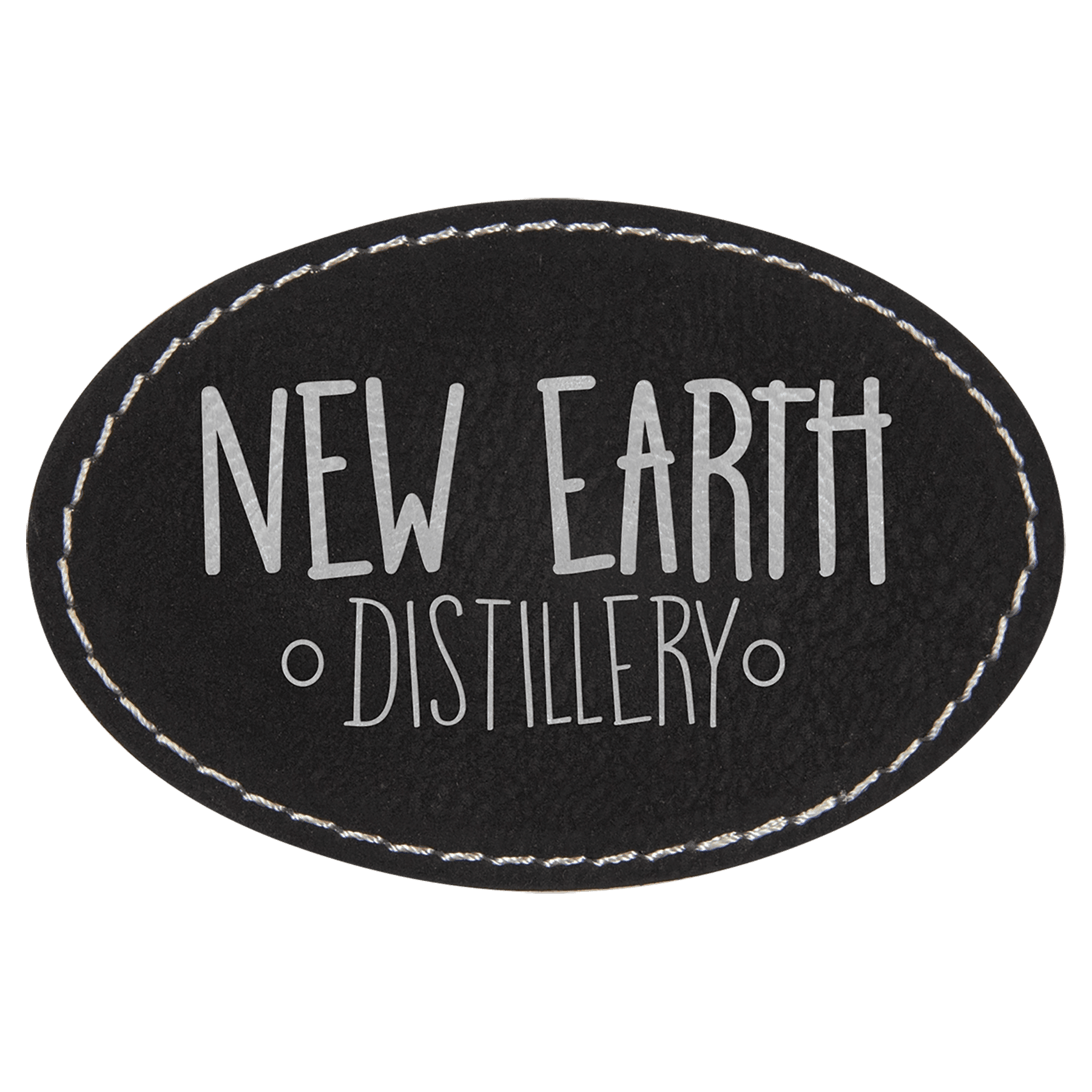 3" x 2" Black/Silver Laserable Leatherette Oval Patch with Kota Pro Adhesive