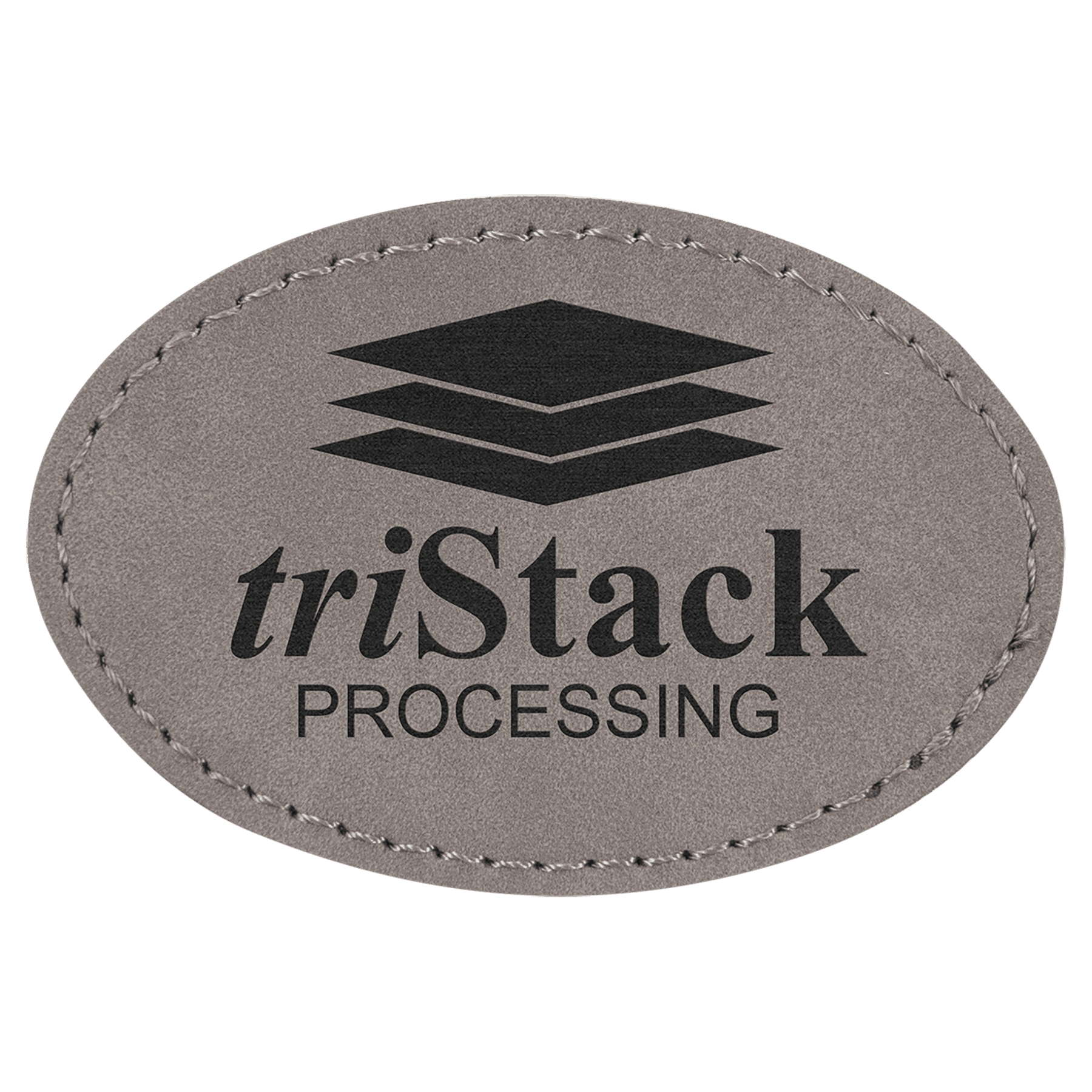 3" x 2" Gray Laserable Leatherette Oval Patch with Kota Pro Adhesive