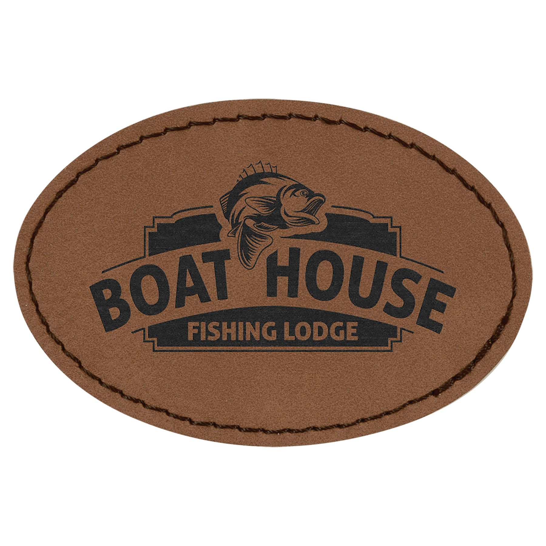 3" x 2" Dark Brown Laserable Leatherette Oval Patch with Kota Pro Adhesive