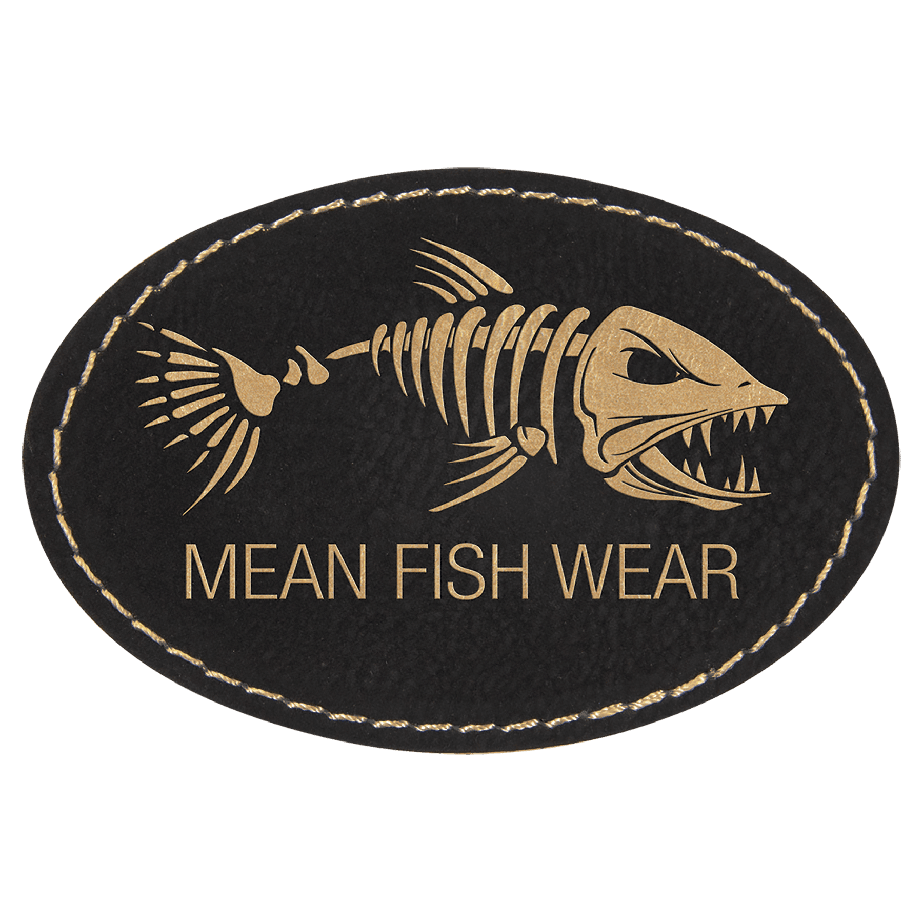 3" x 2" Black/Gold Laserable Leatherette Oval Patch with Kota Pro Adhesive